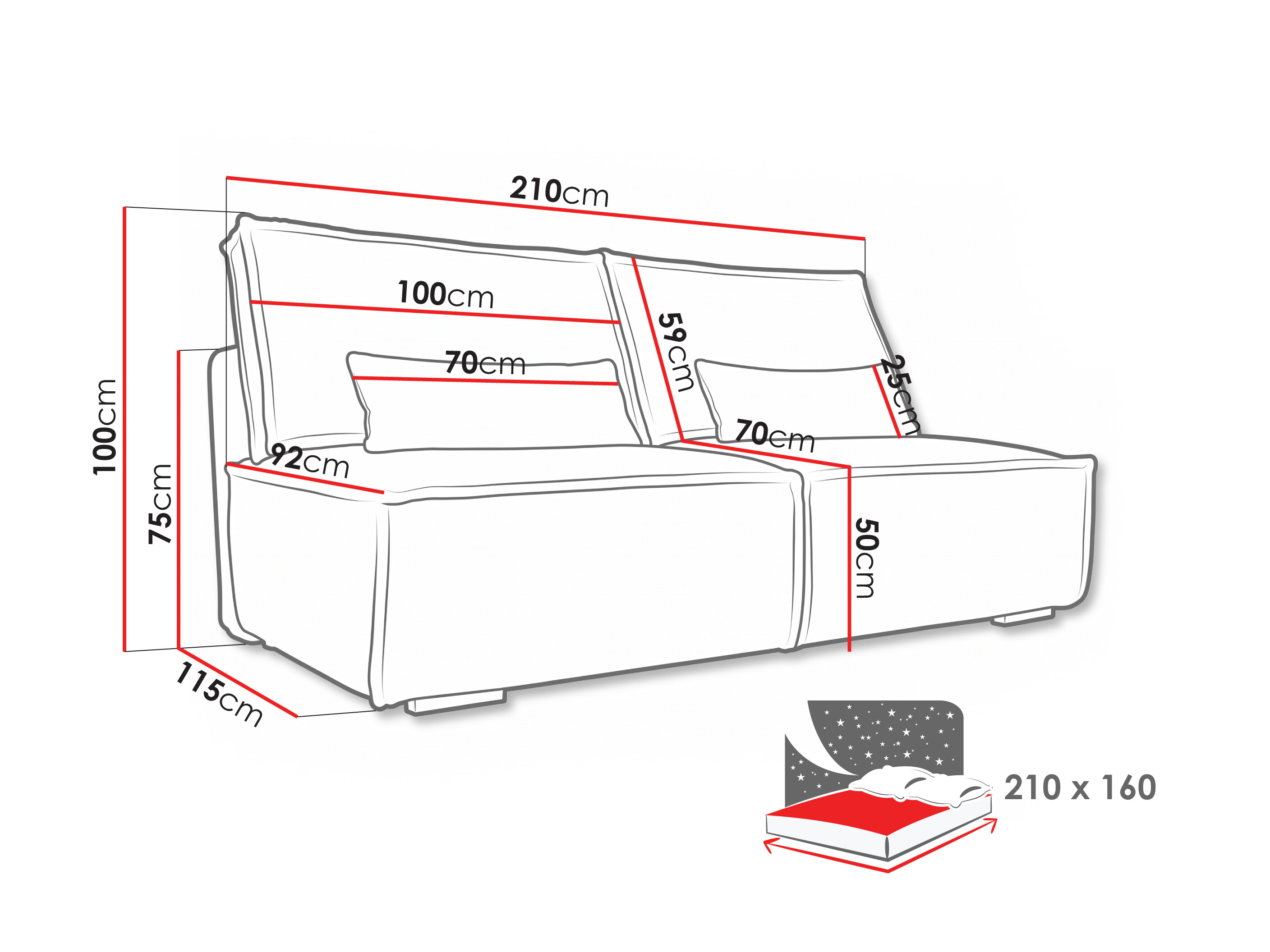 Divano letto Lufkin 147 (Tilia 17)