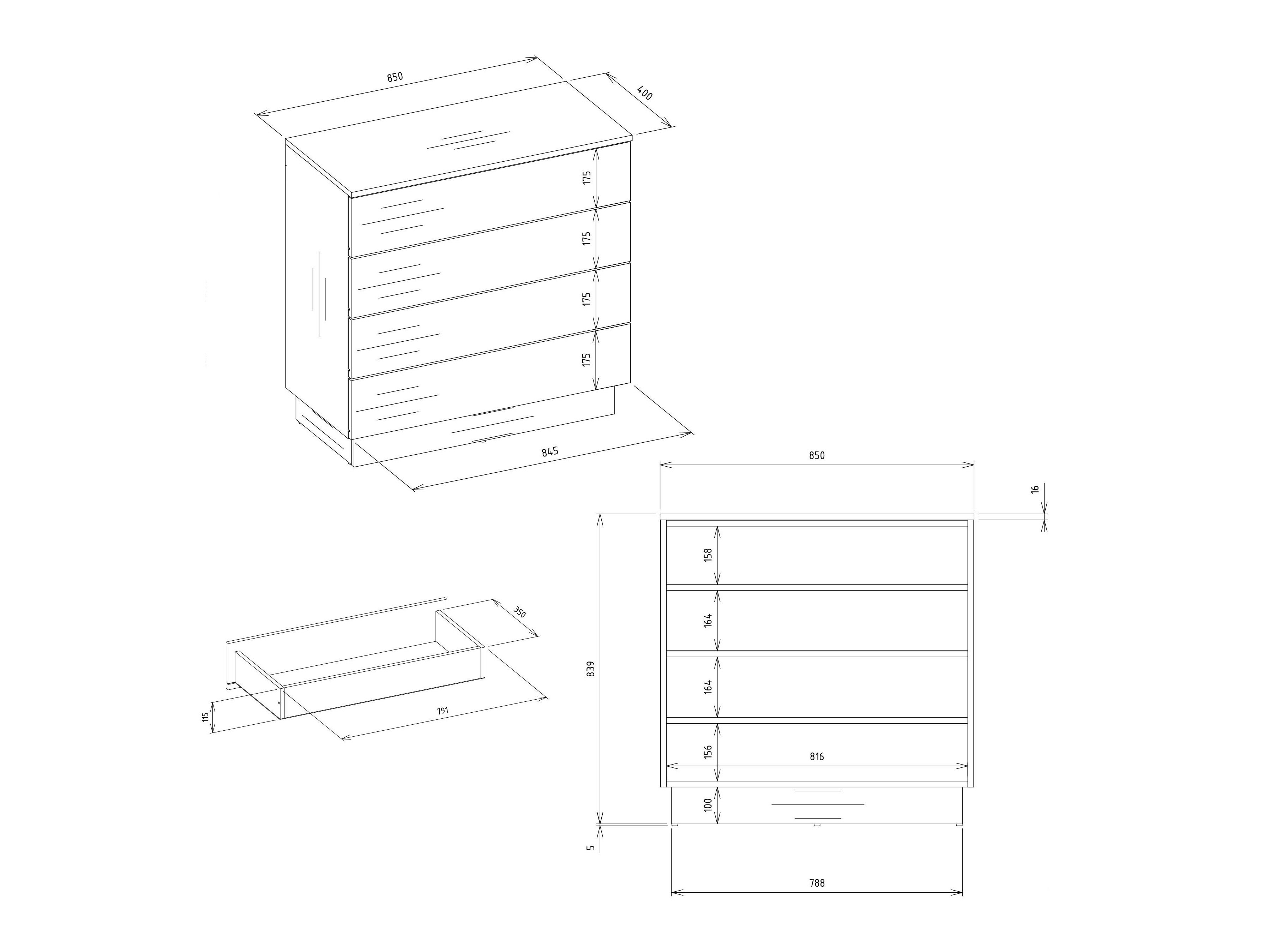 Cassettiera Mandeville 406 (Bianco)
