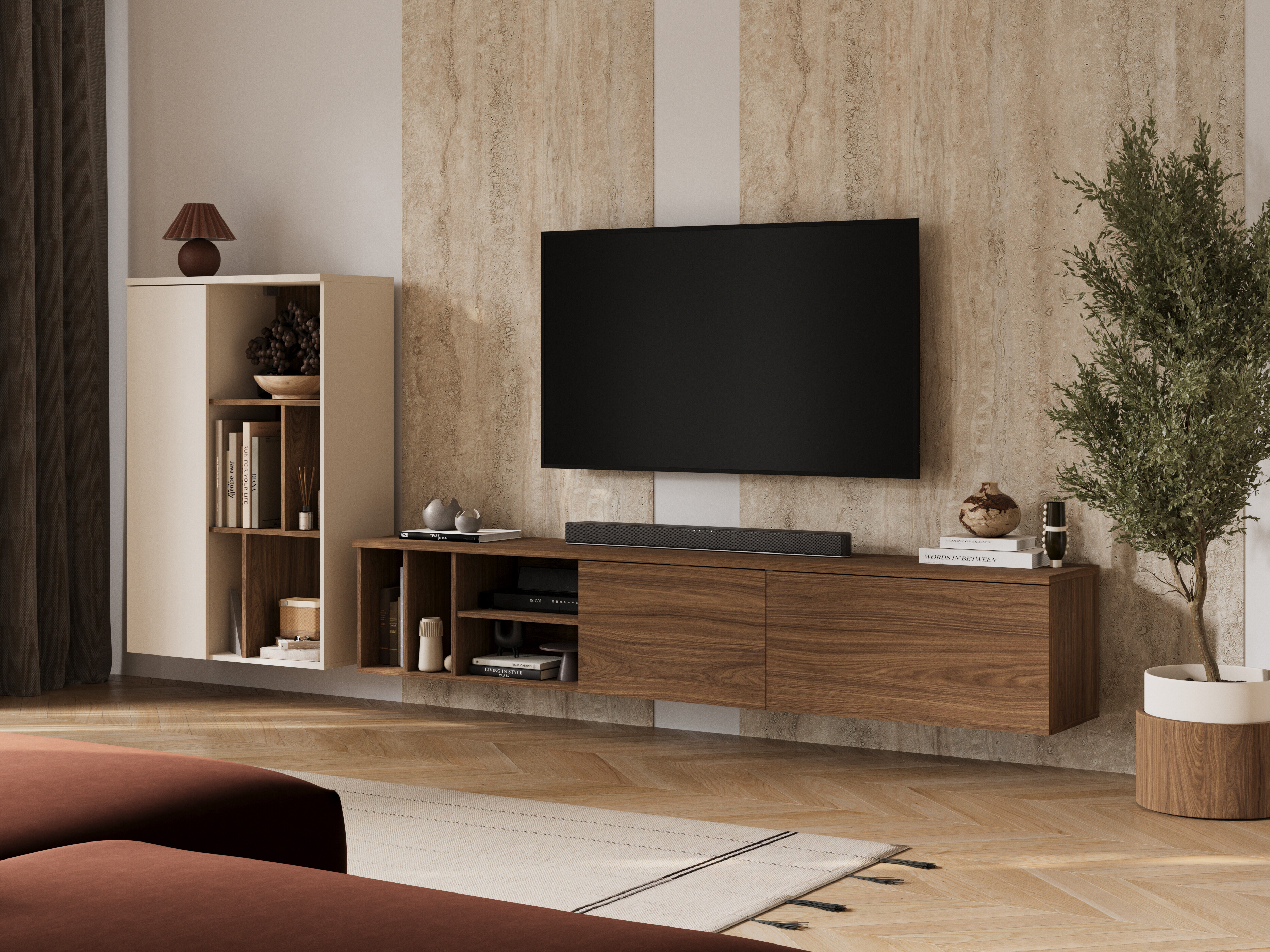 Parete attrezzata Austin 399 (Noce + Cachemire)