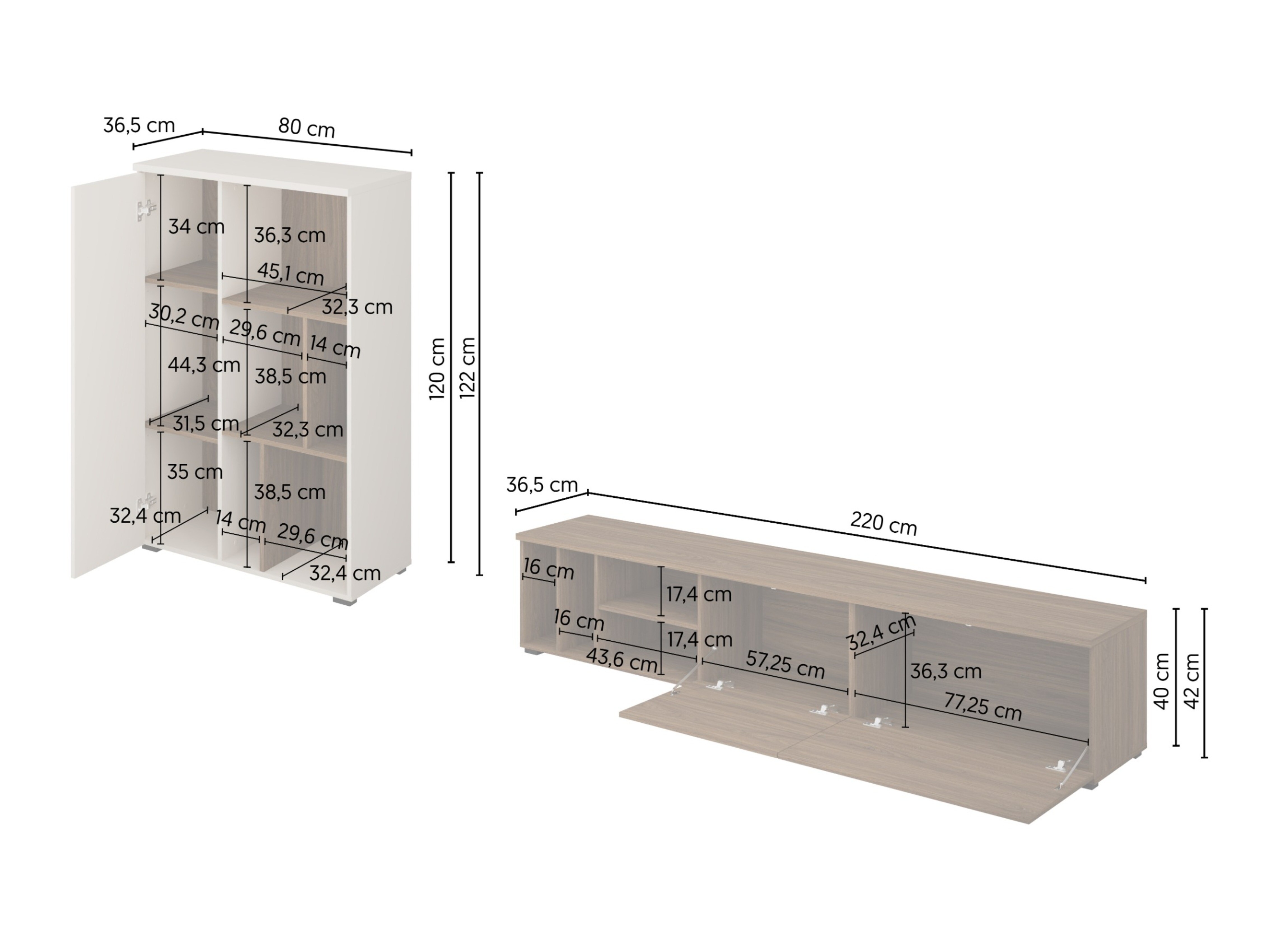 Parete attrezzata Austin 399 (Noce + Cachemire)
