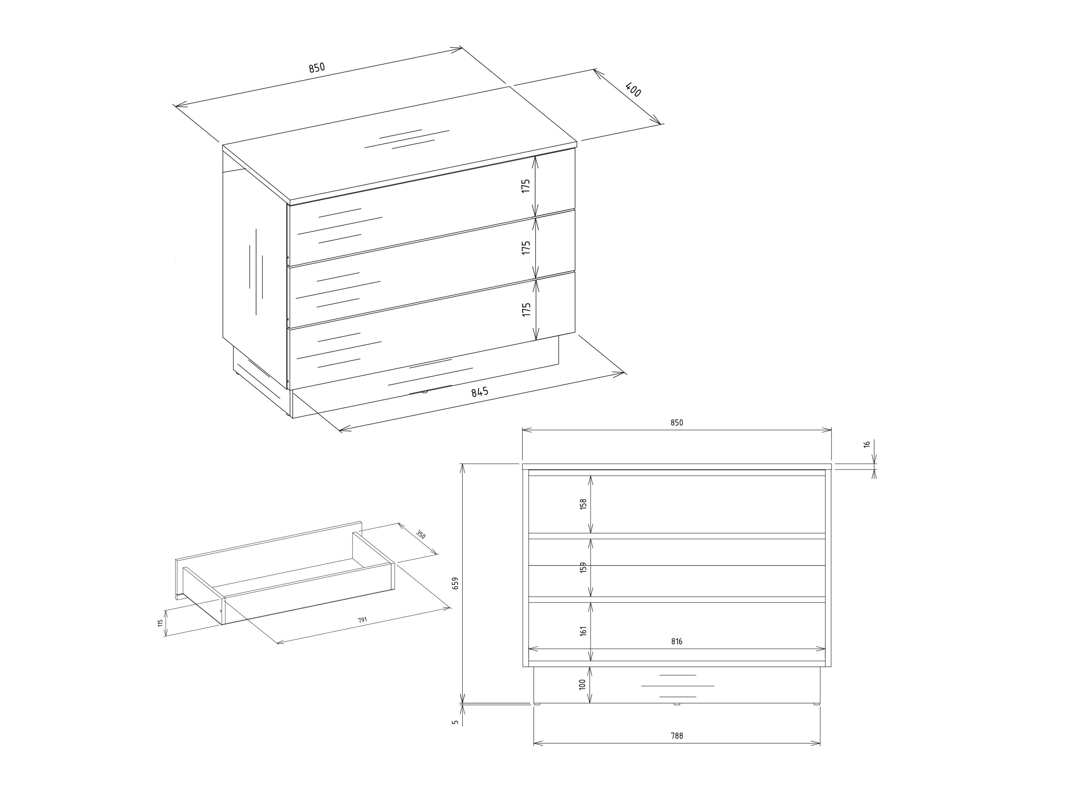 Cassettiera Mandeville 405 (Bianco)