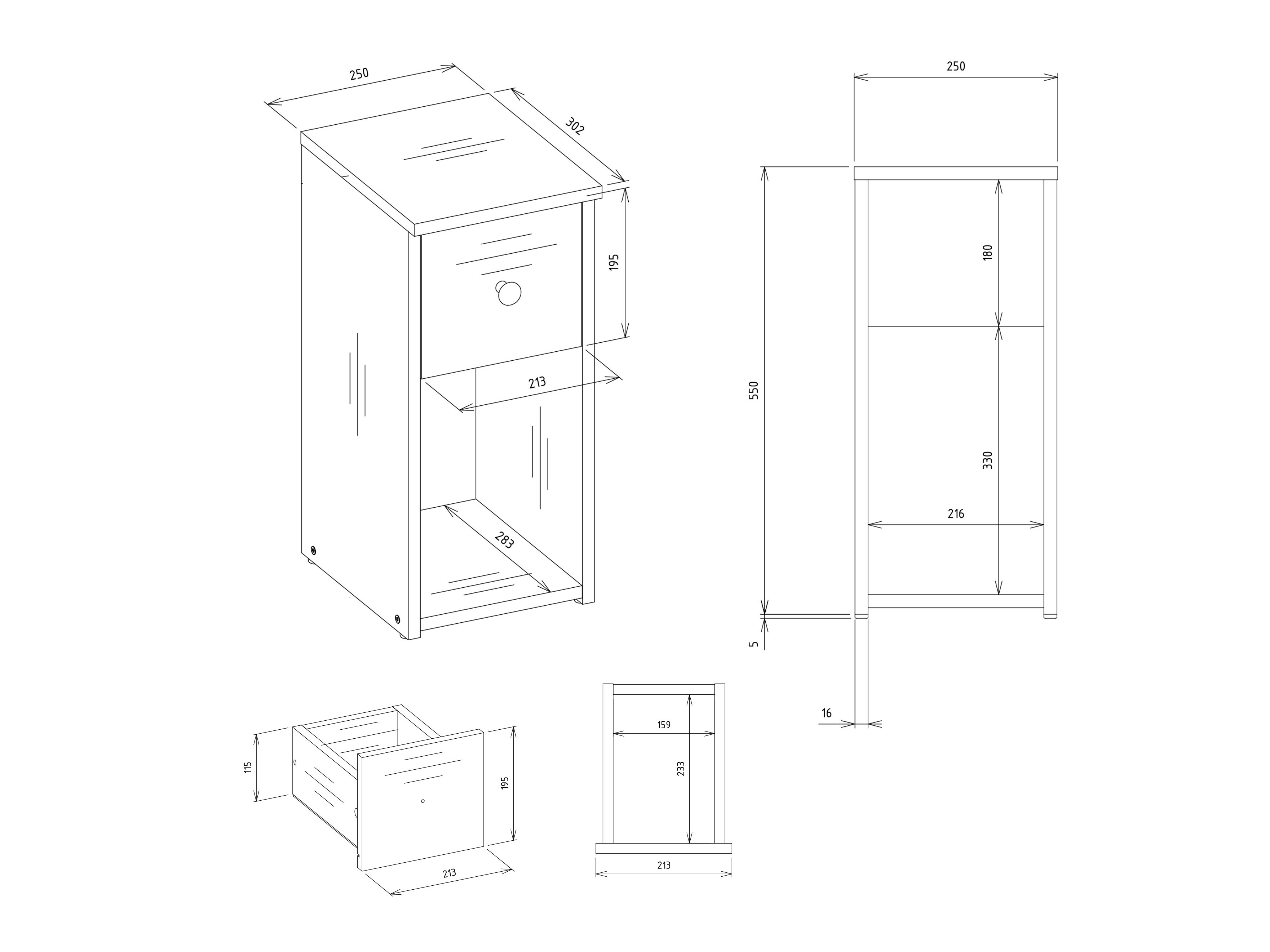 Comodino Mandeville 409 (Rovere Artisan)