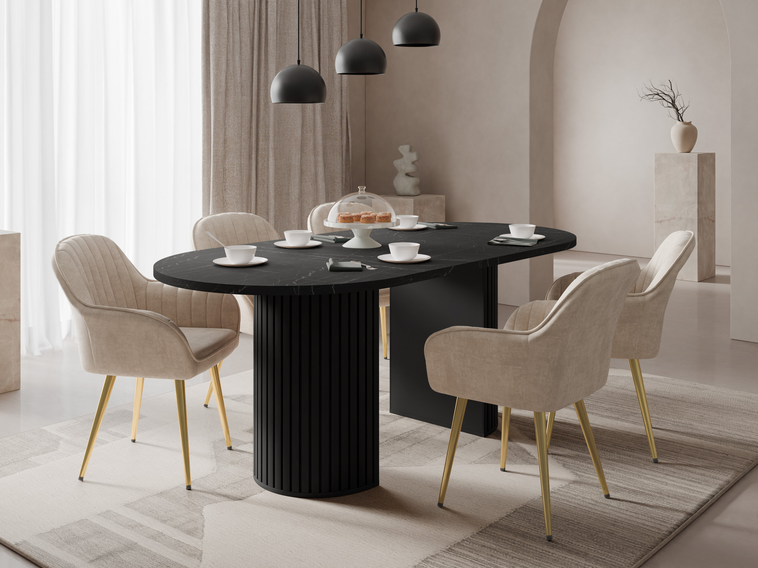 Tavolo Comfivo Ulma (Marmo nero + Nero)