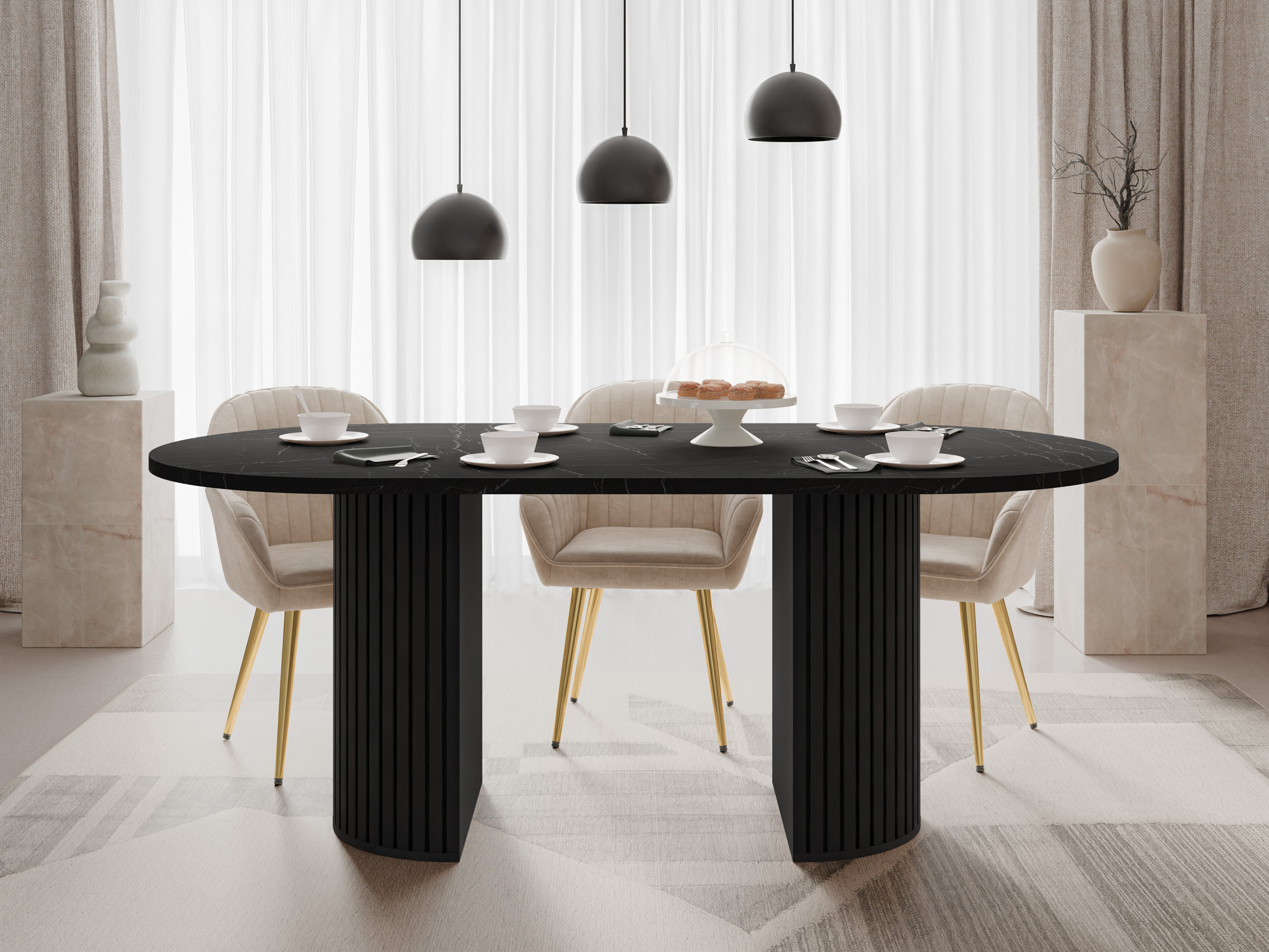 Tavolo Comfivo Ulma (Marmo nero + Nero)