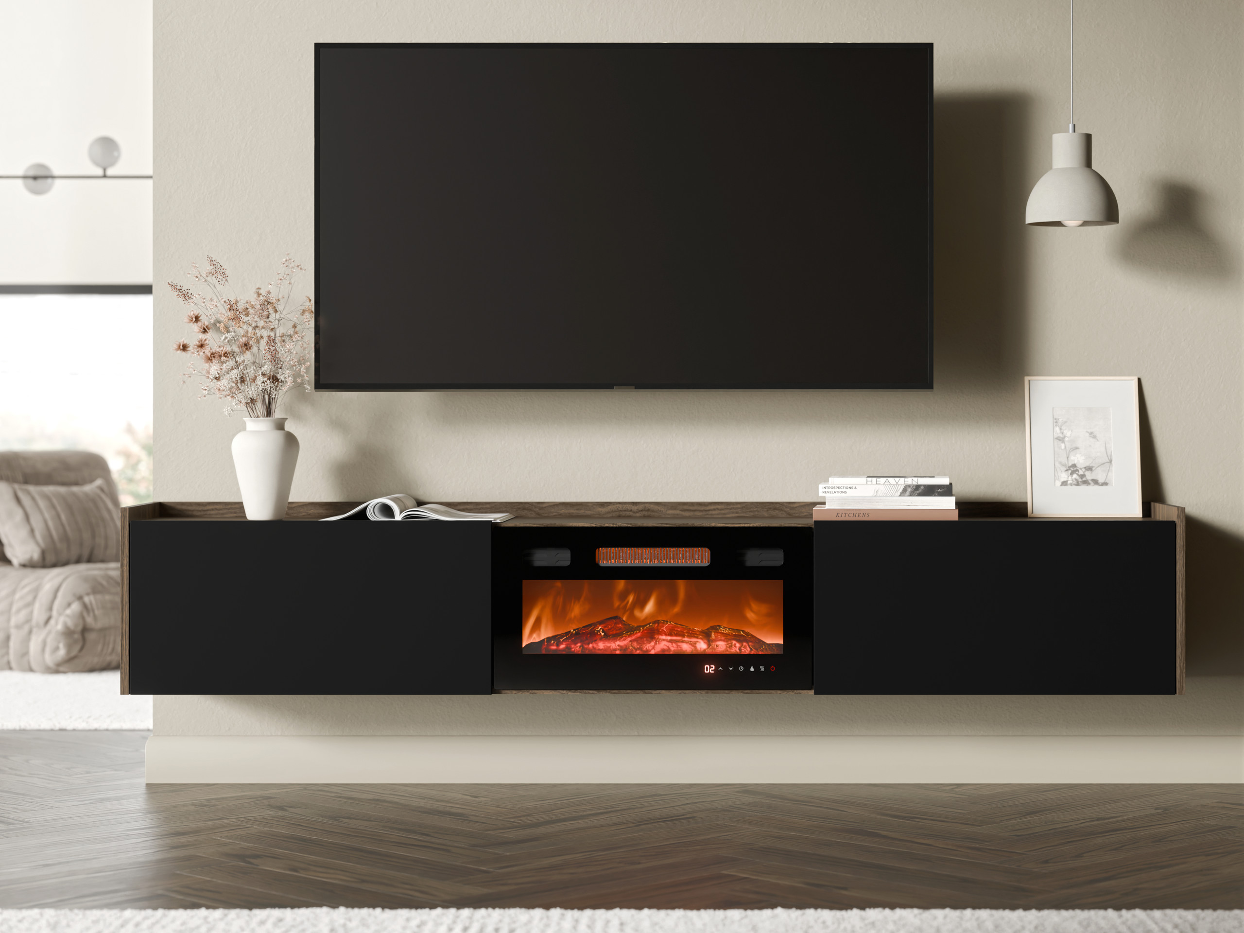 Mobile porta TV Charlotte 215 (Nero + Noce)