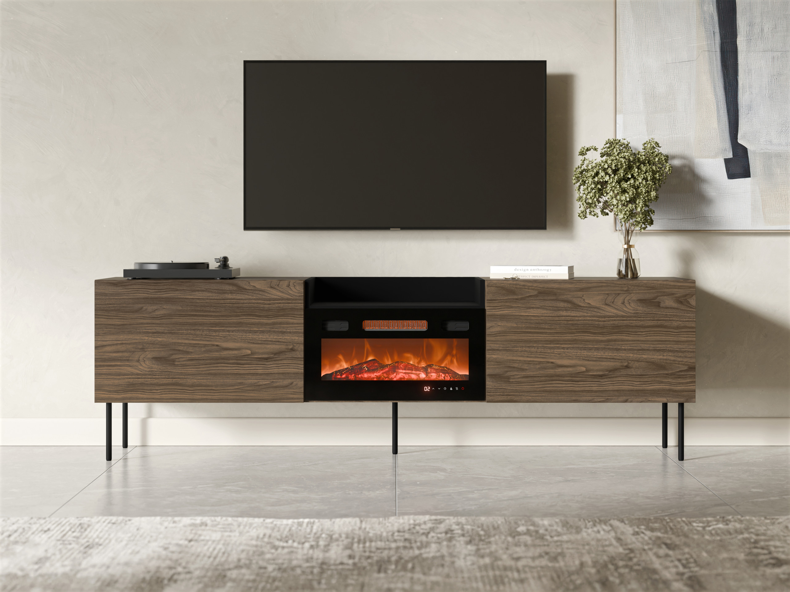 Mobile porta TV Charlotte 216 (Noce + Nero)