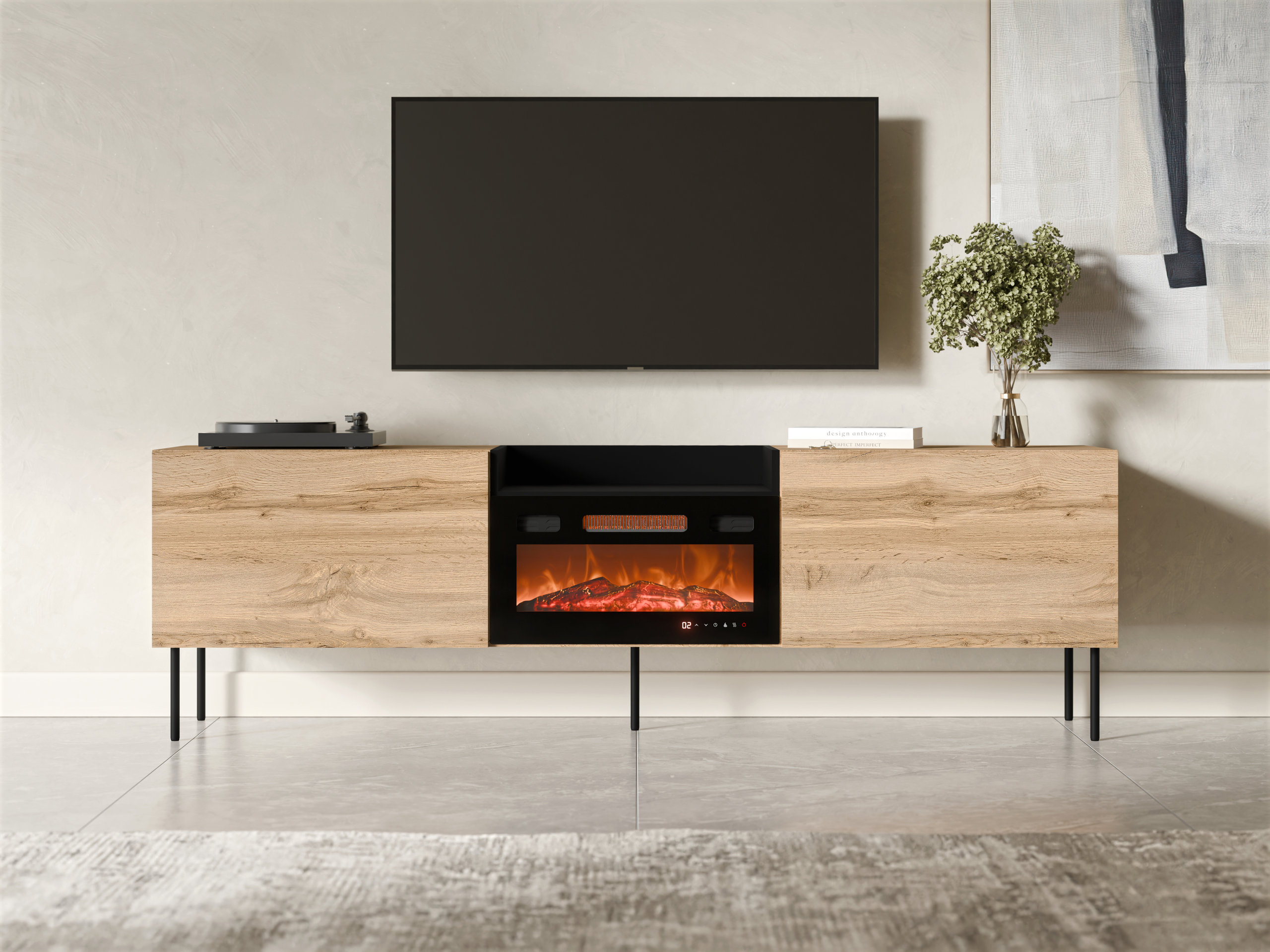 Mobile porta TV Charlotte 216 (Quercia di Wotan + Nero)
