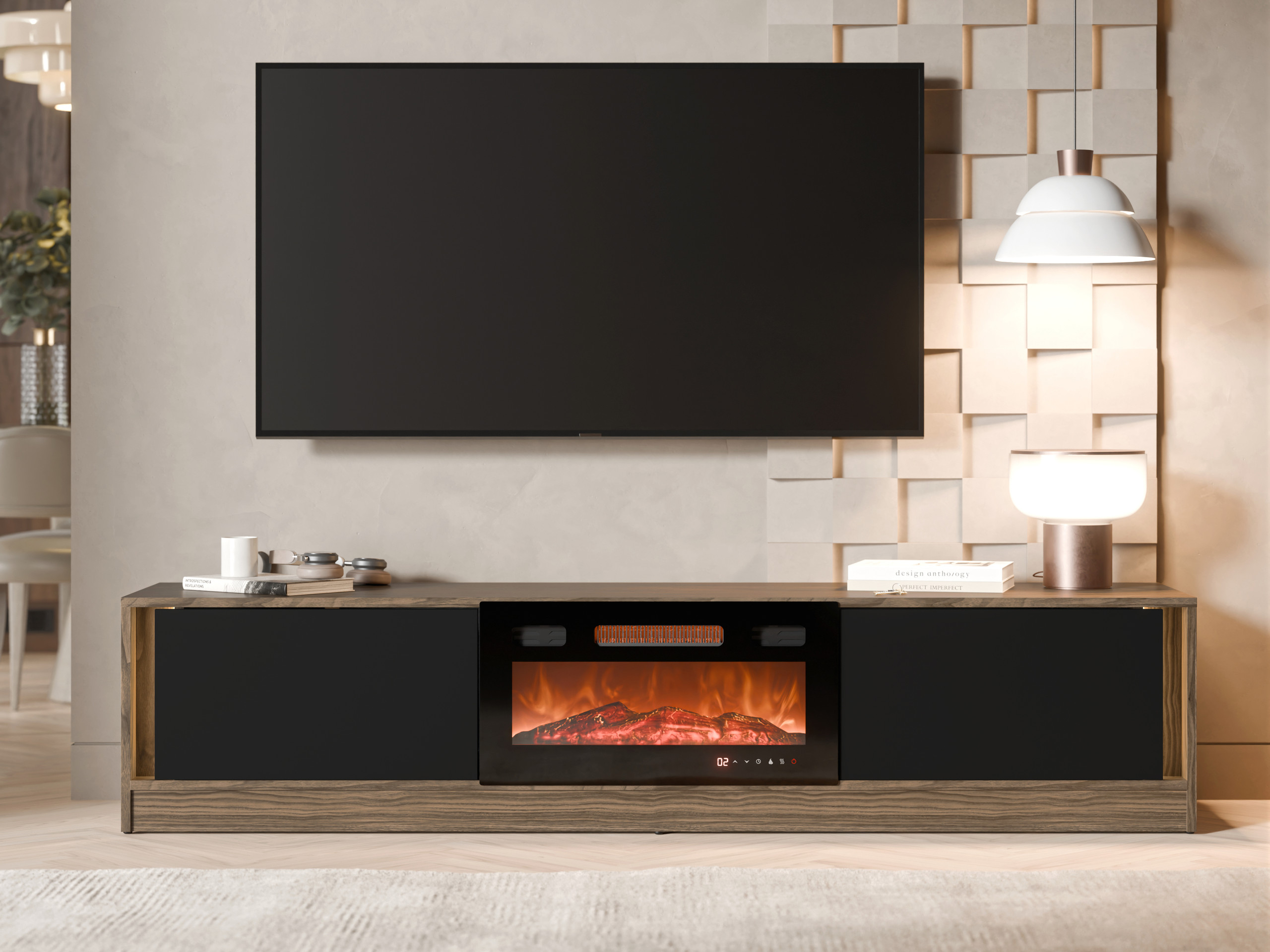 Mobile porta TV Charlotte 217 (Noce + Nero)
