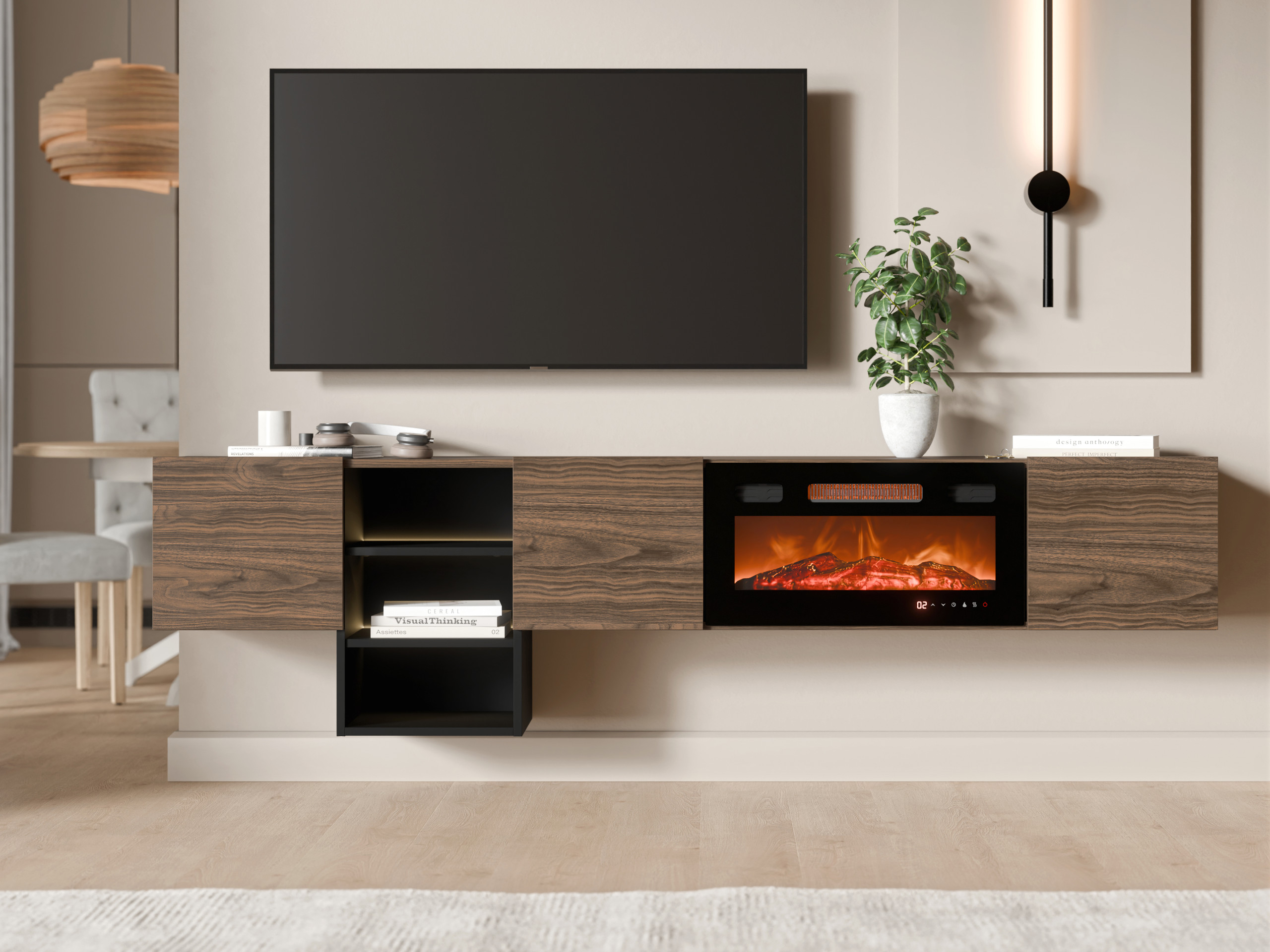 Mobile porta TV Charlotte 218 (Noce + Nero)