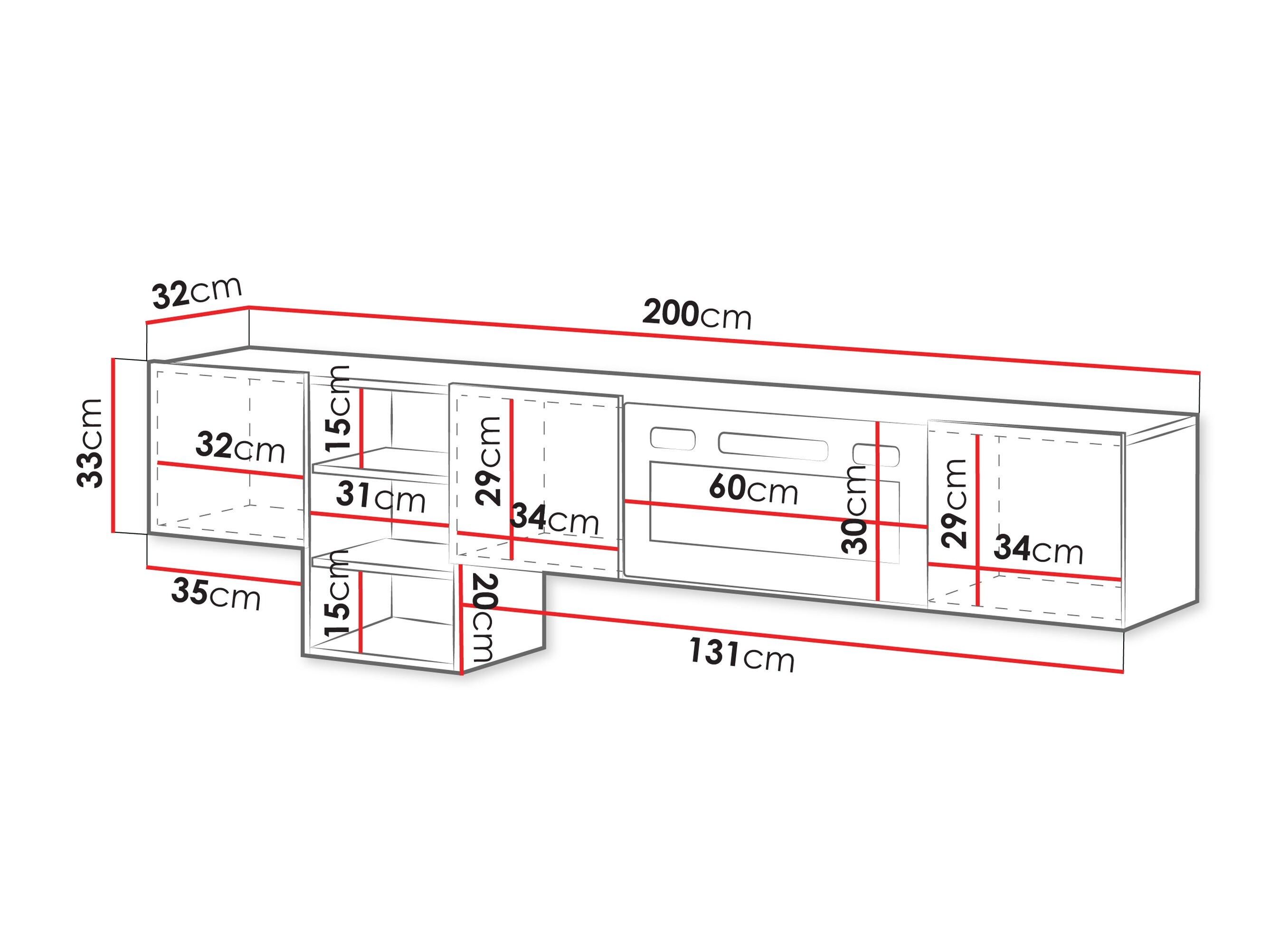 Mobile porta TV Charlotte 218 (Noce + Nero)