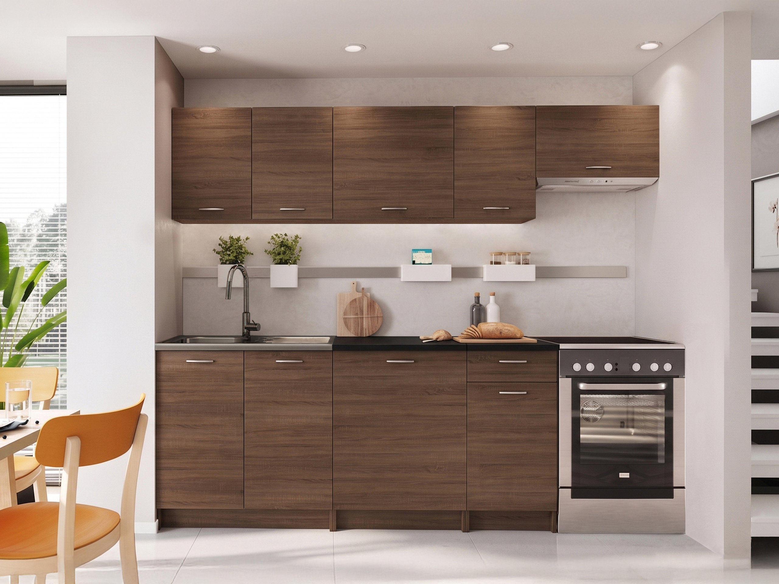 Composizione cucina Ota II (Noce + Nero)