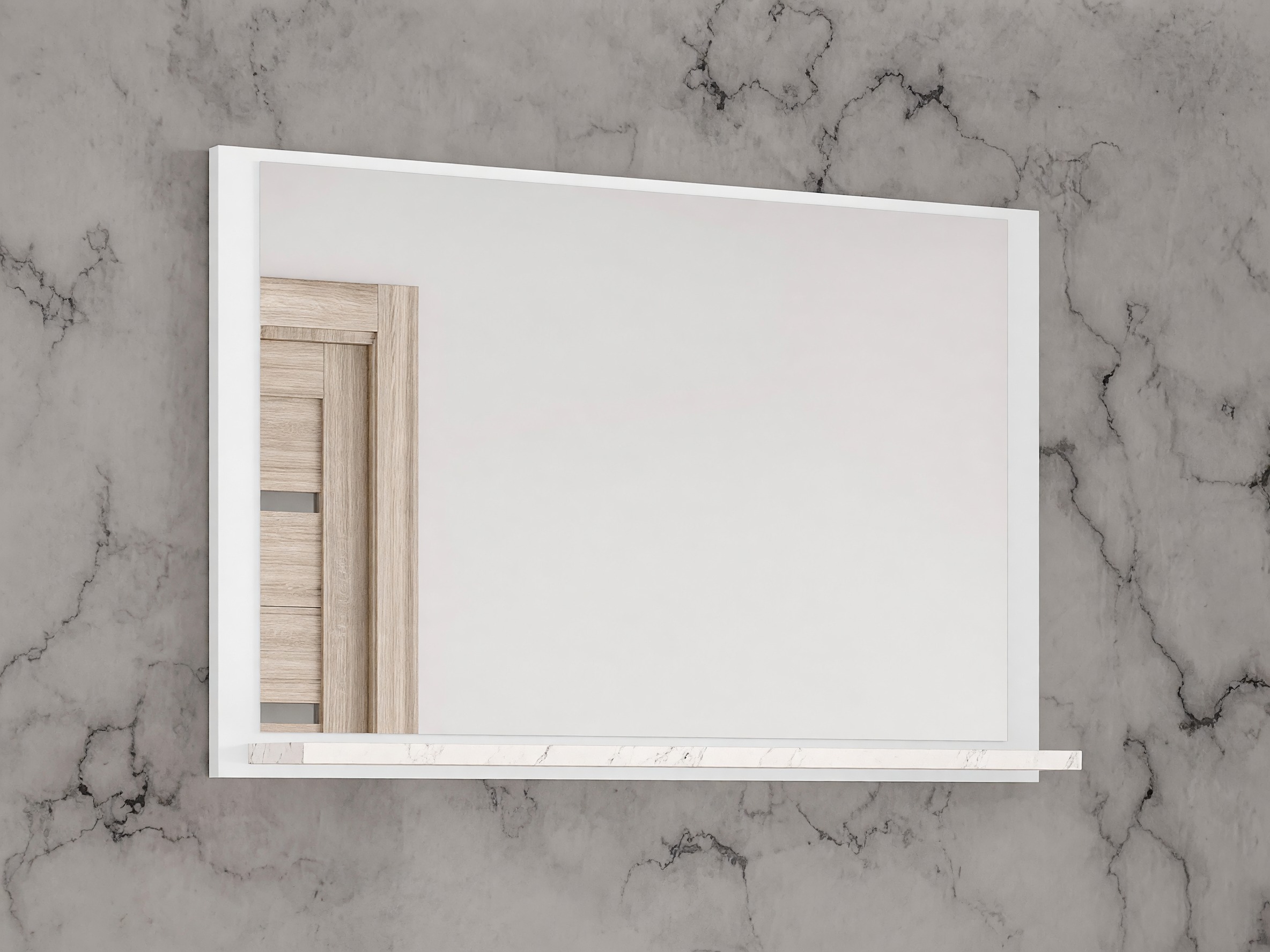 Specchio del bagno Salus (Bianco + Marmo bianco)