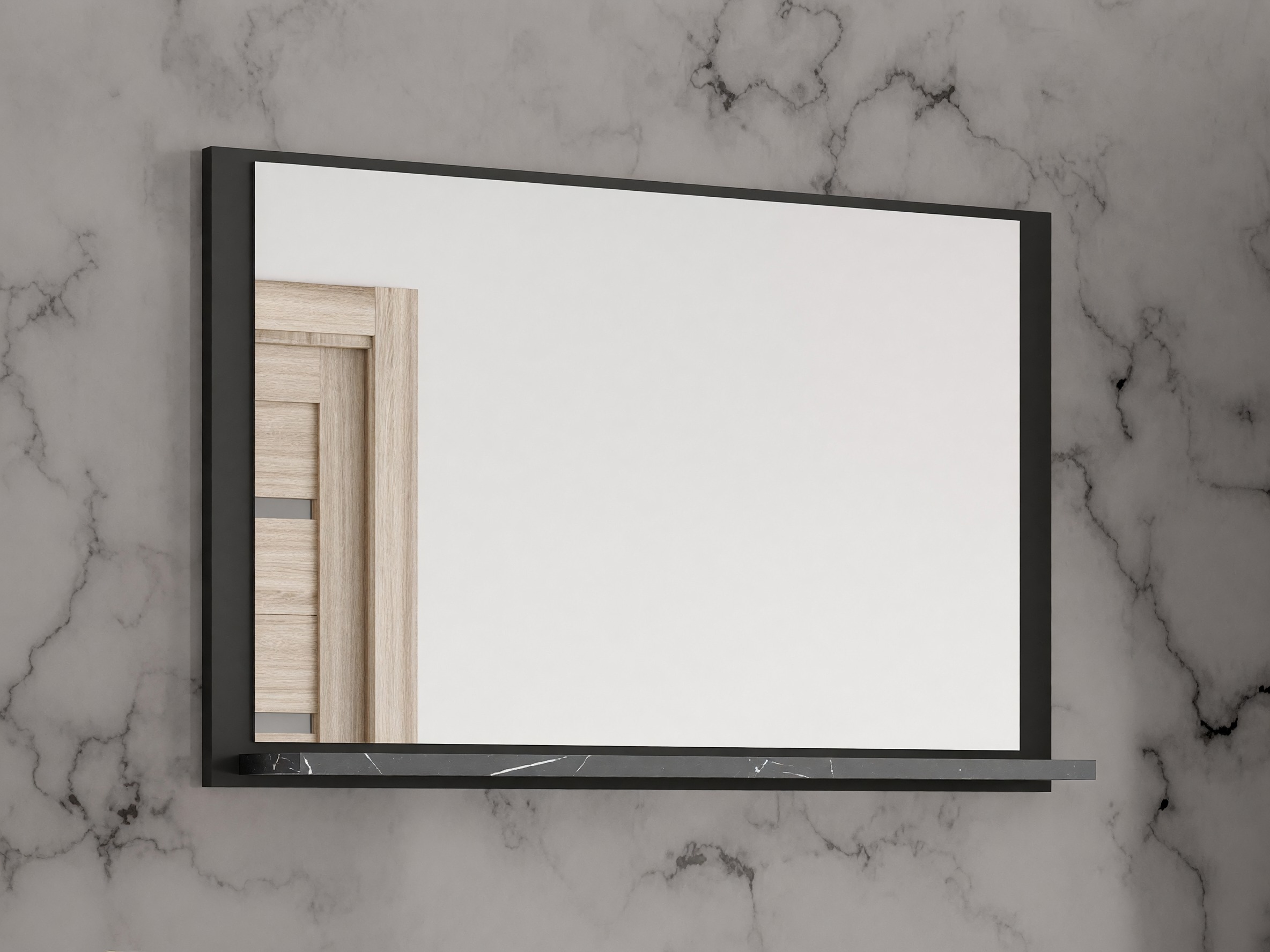 Specchio del bagno Salus (Nero + Marmo nero)
