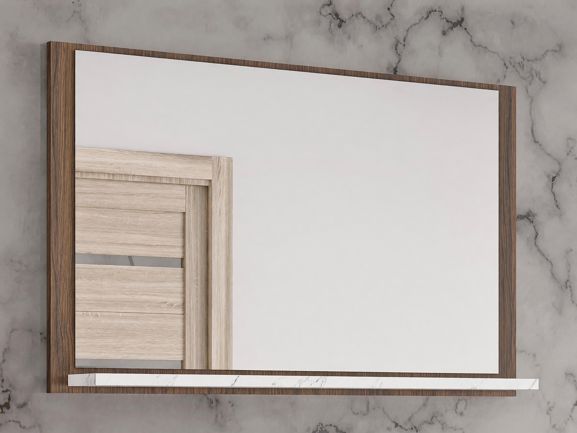 Specchio del bagno Salus (Noce + Marmo bianco)