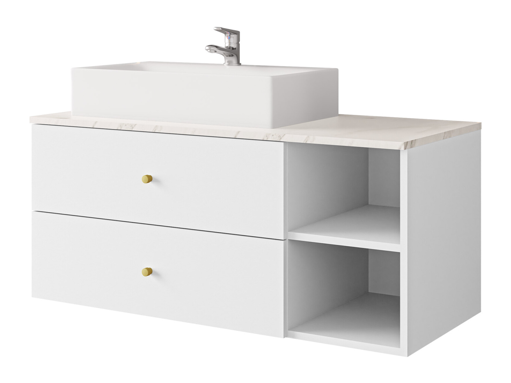 Comodino da bagno per lavandino Salus (Bianco + Marmo bianco)