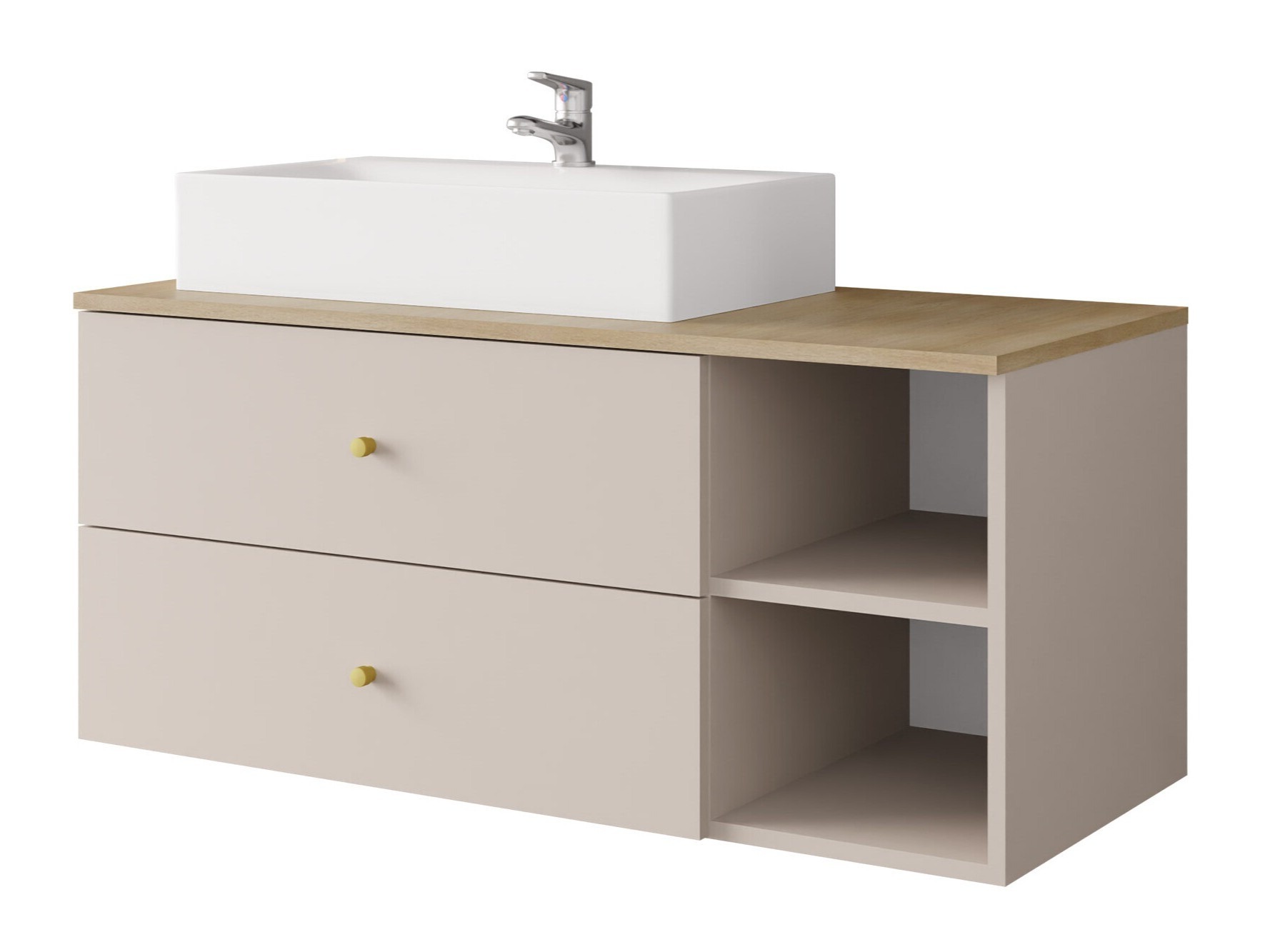 Comodino da bagno per lavandino Salus (Cachemire + Rovere cremona)