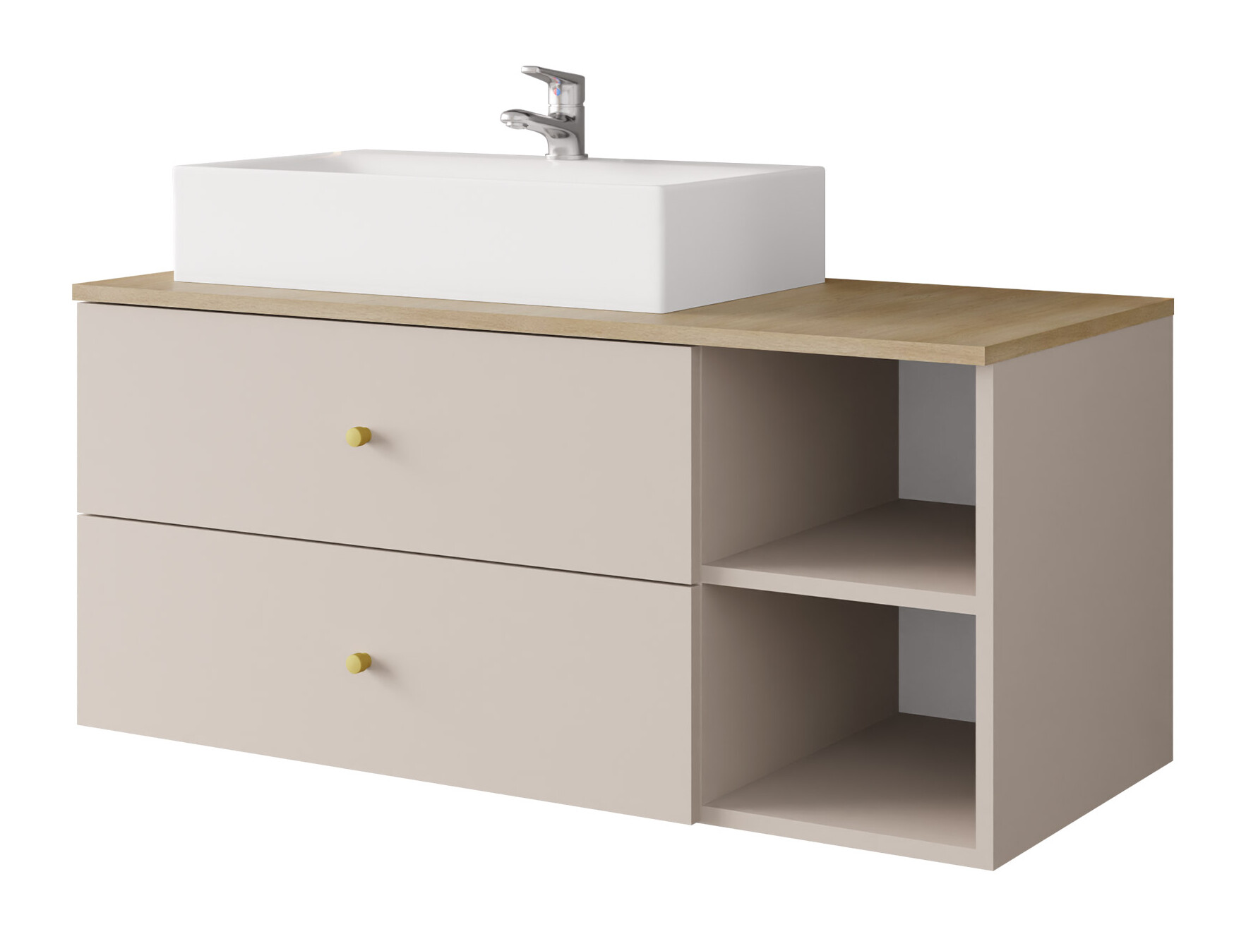Comodino da bagno per lavandino Salus (Cachemire + Rovere cremona)