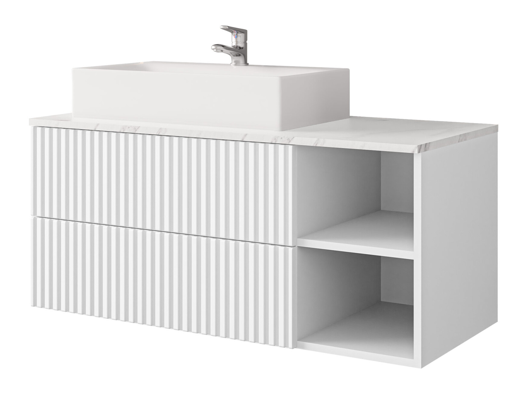 Comodino da bagno per lavandino Nauta (Bianco + Marmo bianco)