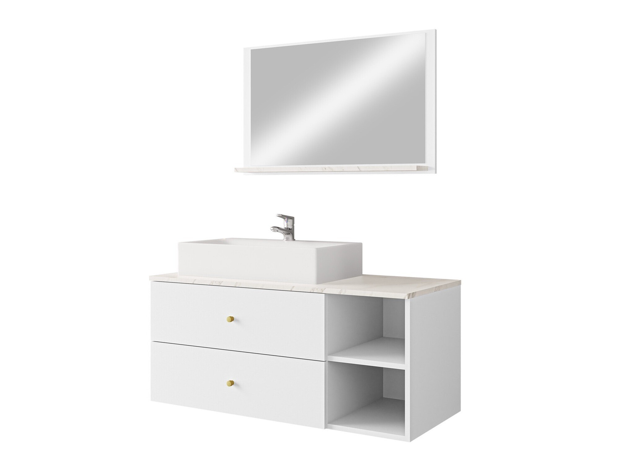 Set bagno Salus I (Bianco + Marmo bianco)