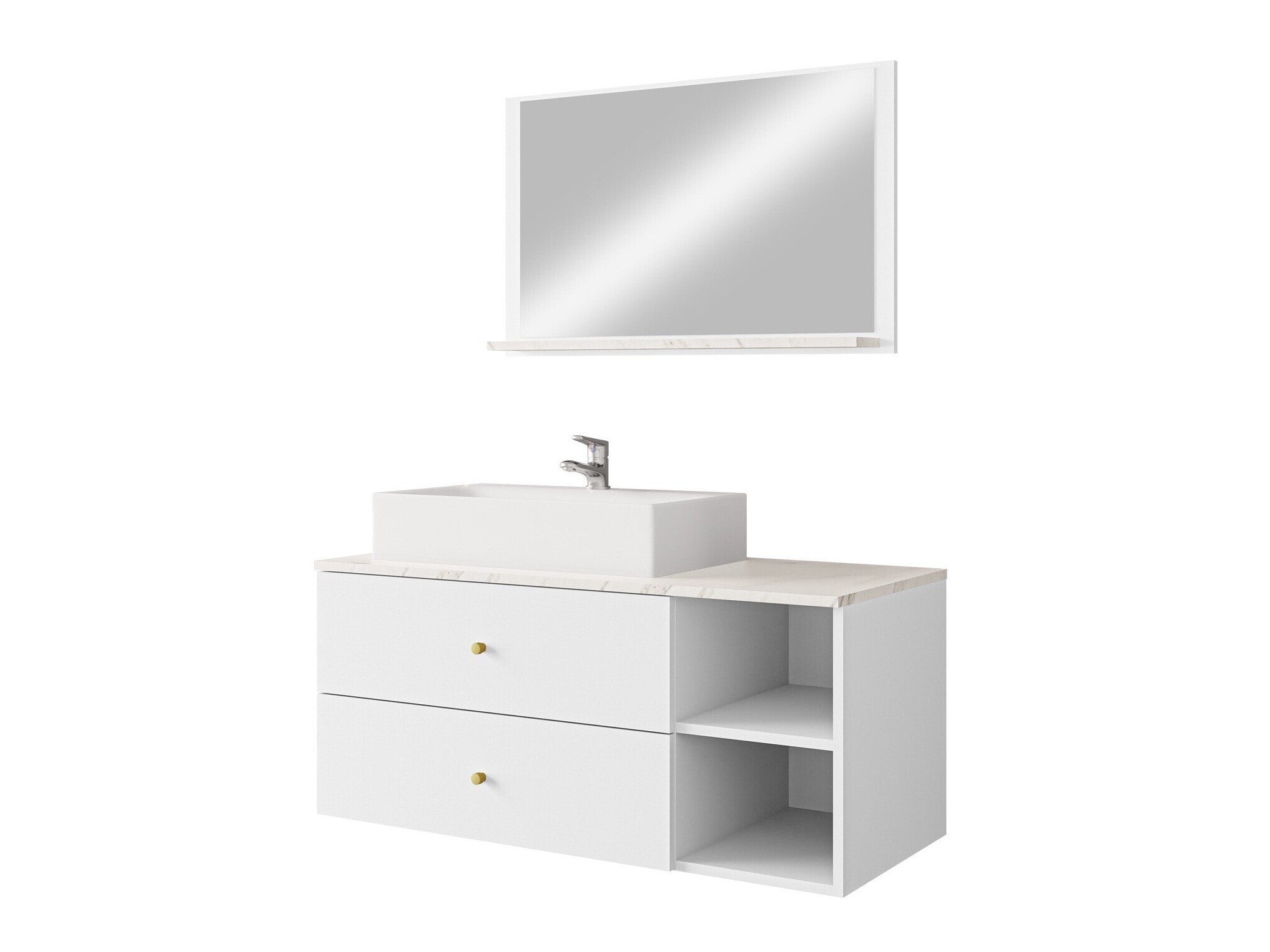 Set bagno Salus I (Bianco + Marmo bianco)