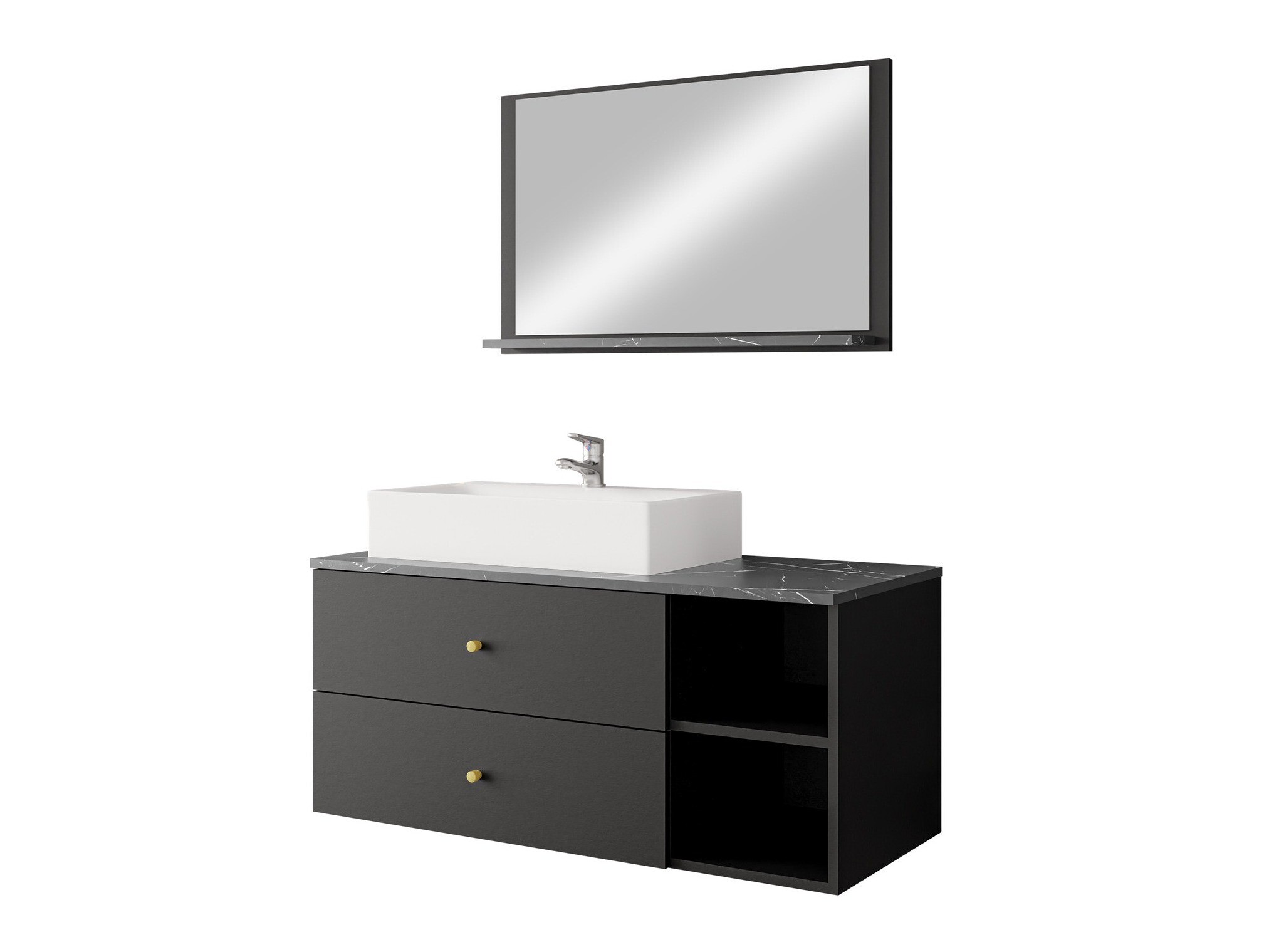 Set bagno Salus I (Nero + Marmo nero)