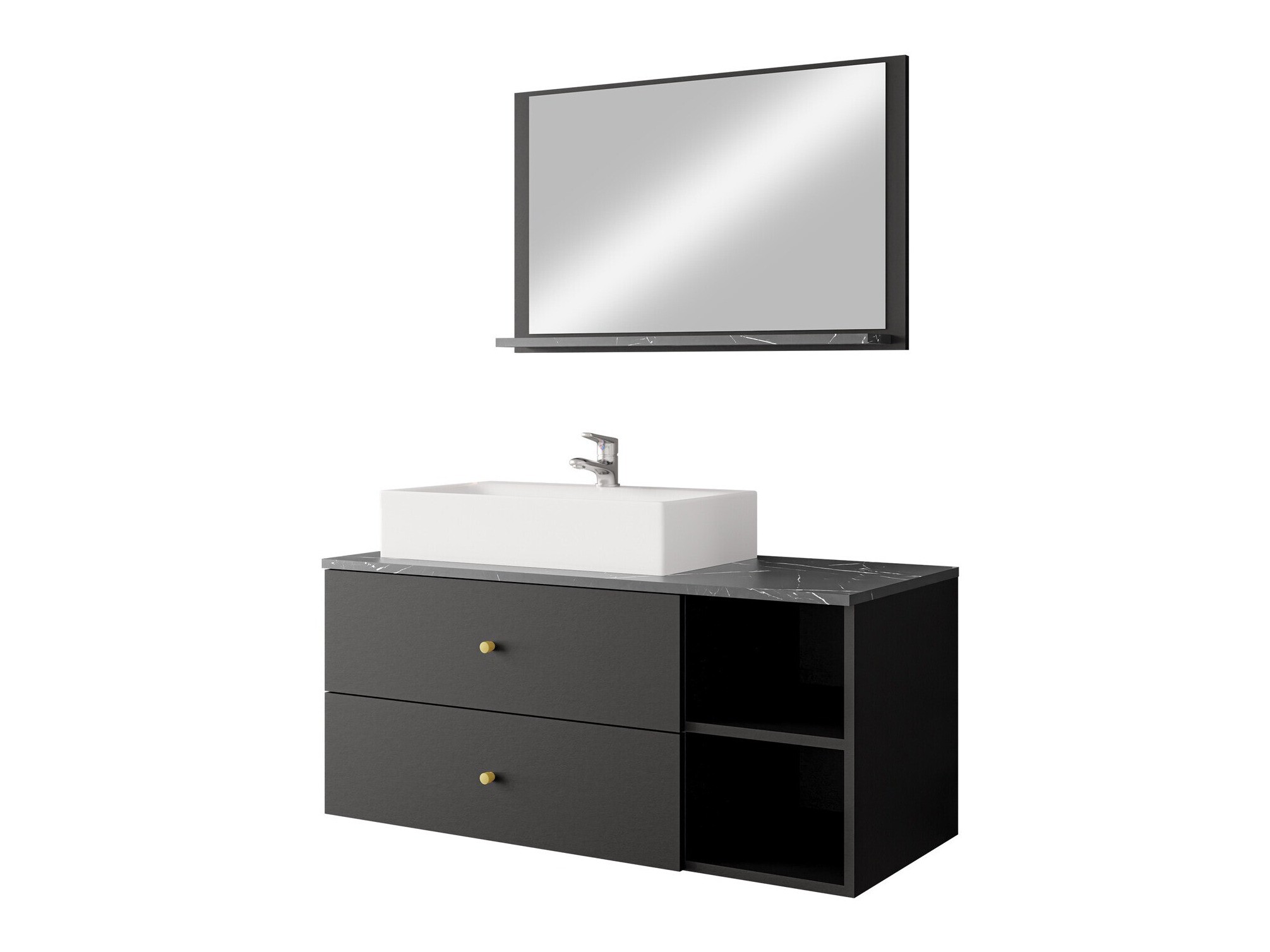 Set bagno Salus I (Nero + Marmo nero)