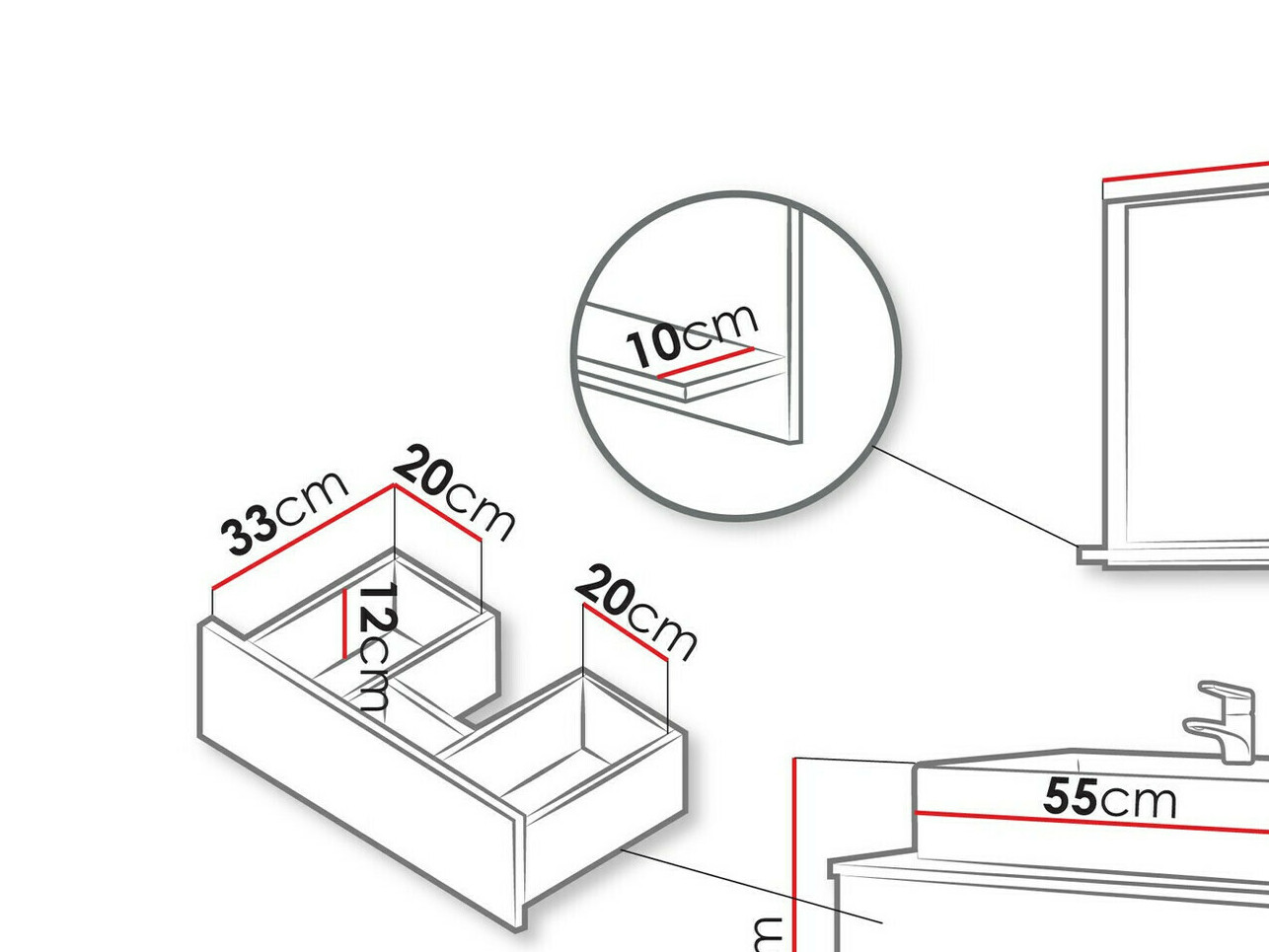 Set bagno Salus I (Nero + Marmo nero)