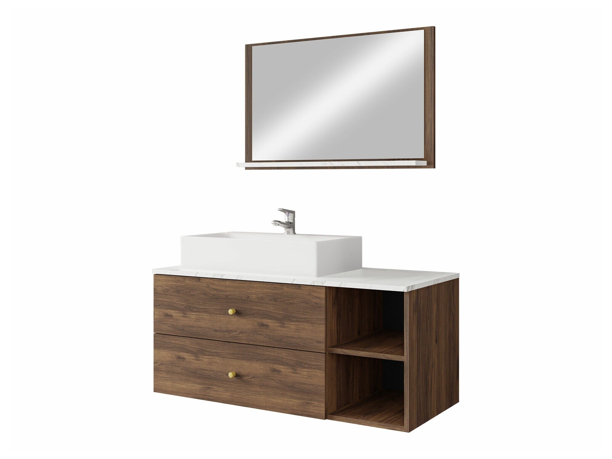 Set bagno Salus I (Noce + Marmo bianco)