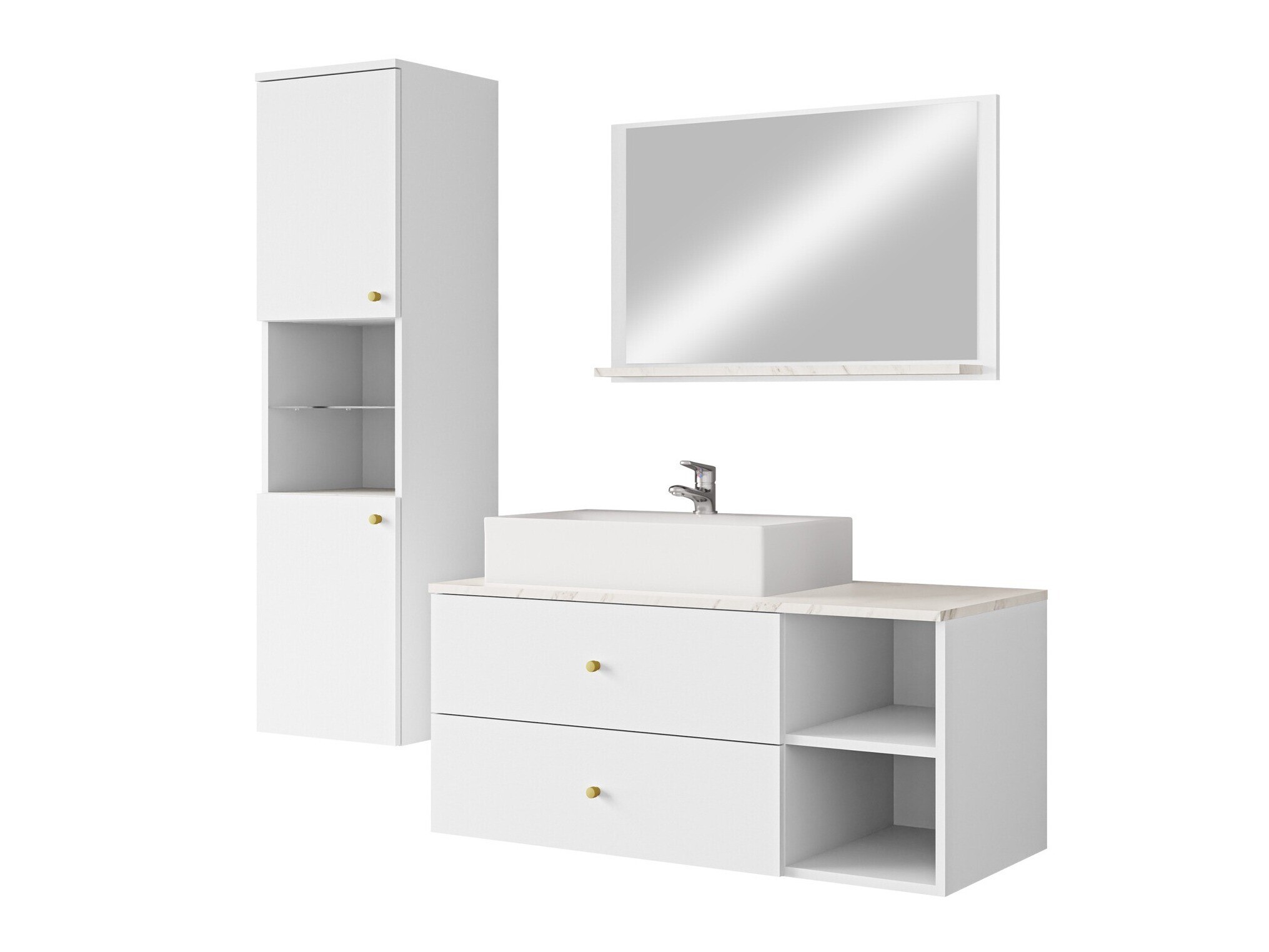 Set bagno Salus II (Bianco + Marmo bianco)