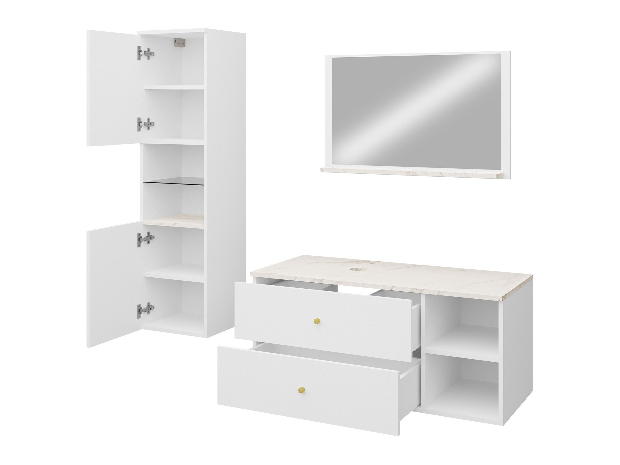 Set bagno Salus II (Bianco + Marmo bianco)