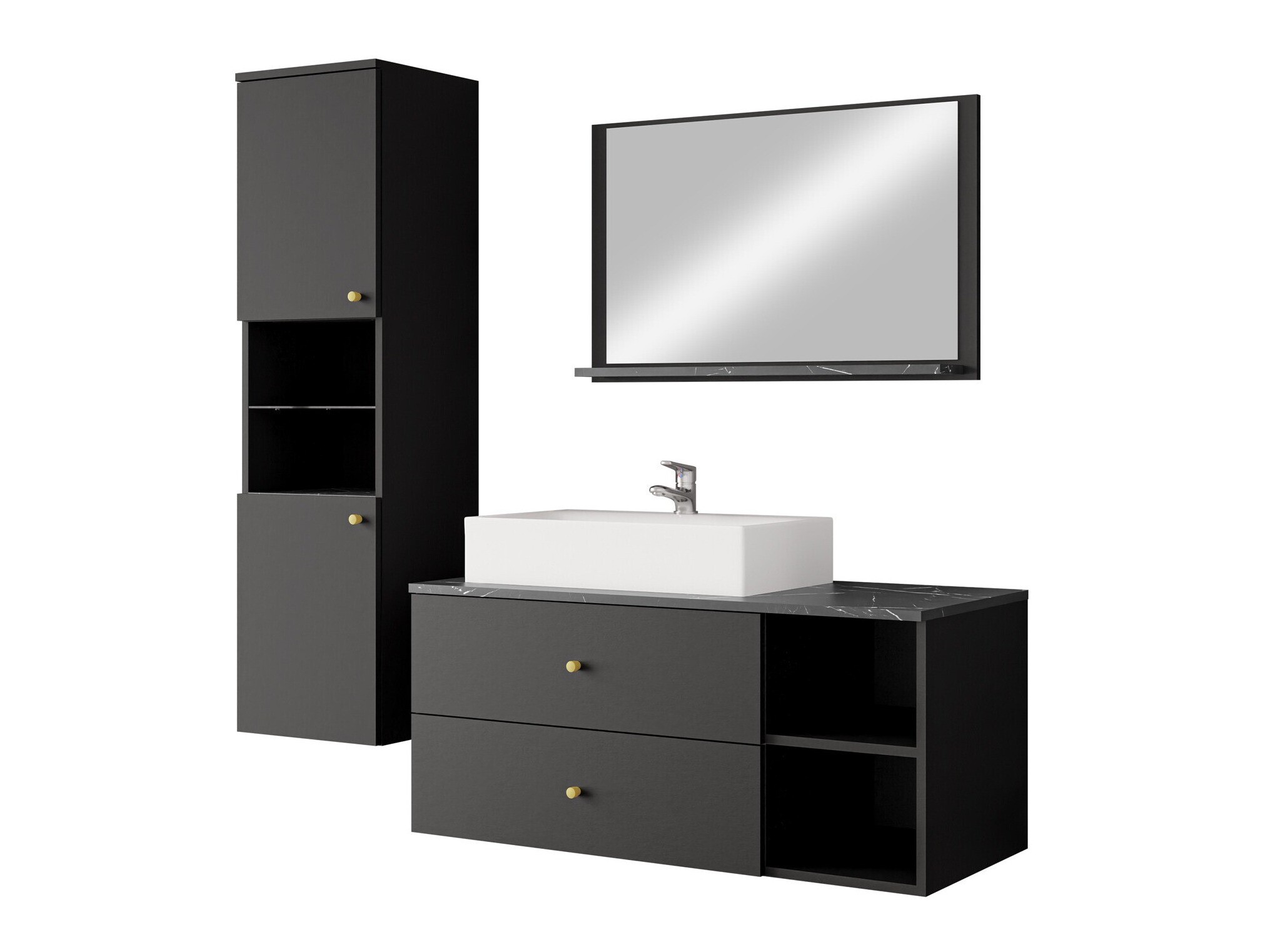 Set bagno Salus II (Nero + Marmo nero)