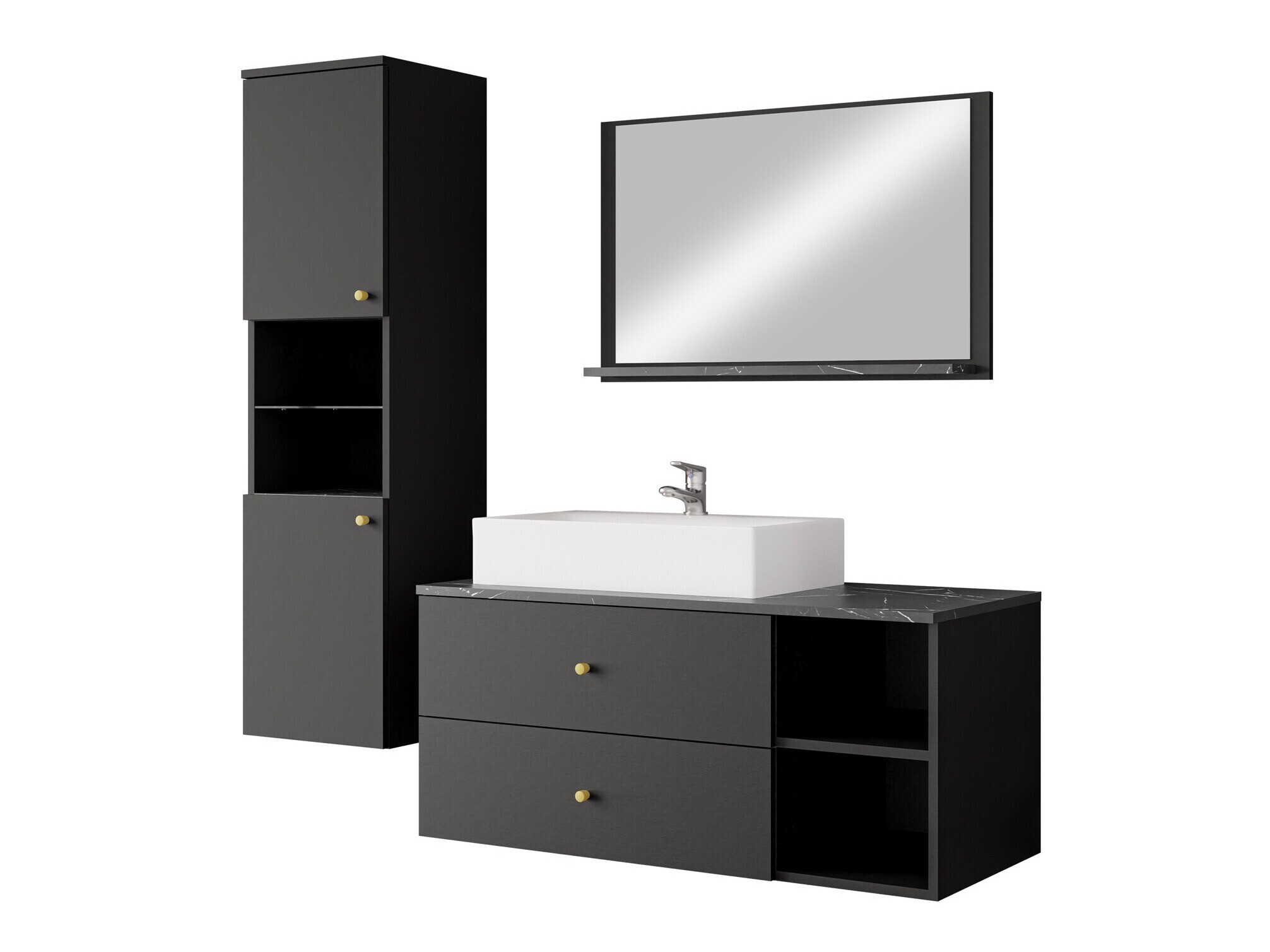 Set bagno Salus II (Nero + Marmo nero)
