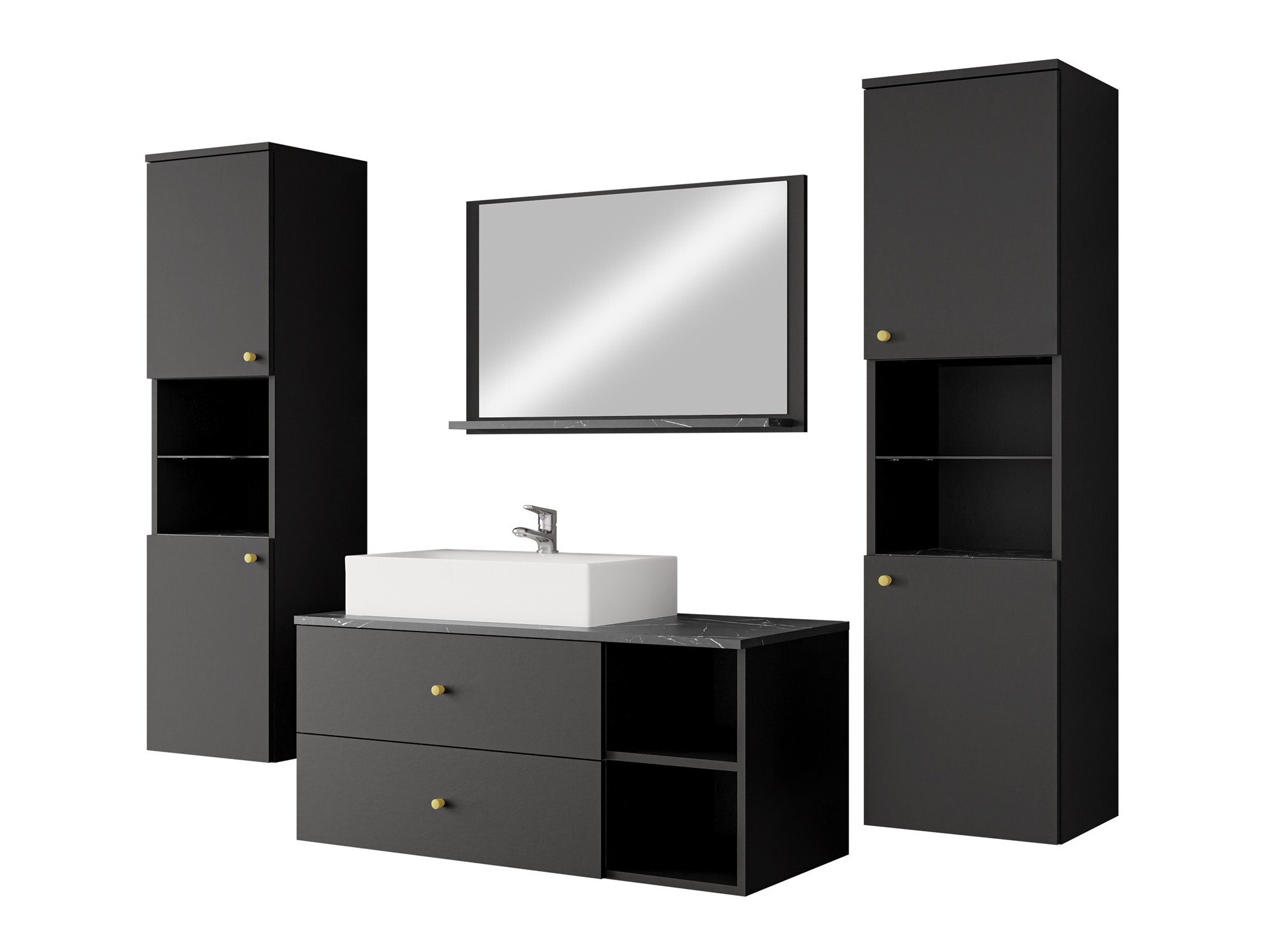 Set bagno Salus III (Nero + Marmo nero)