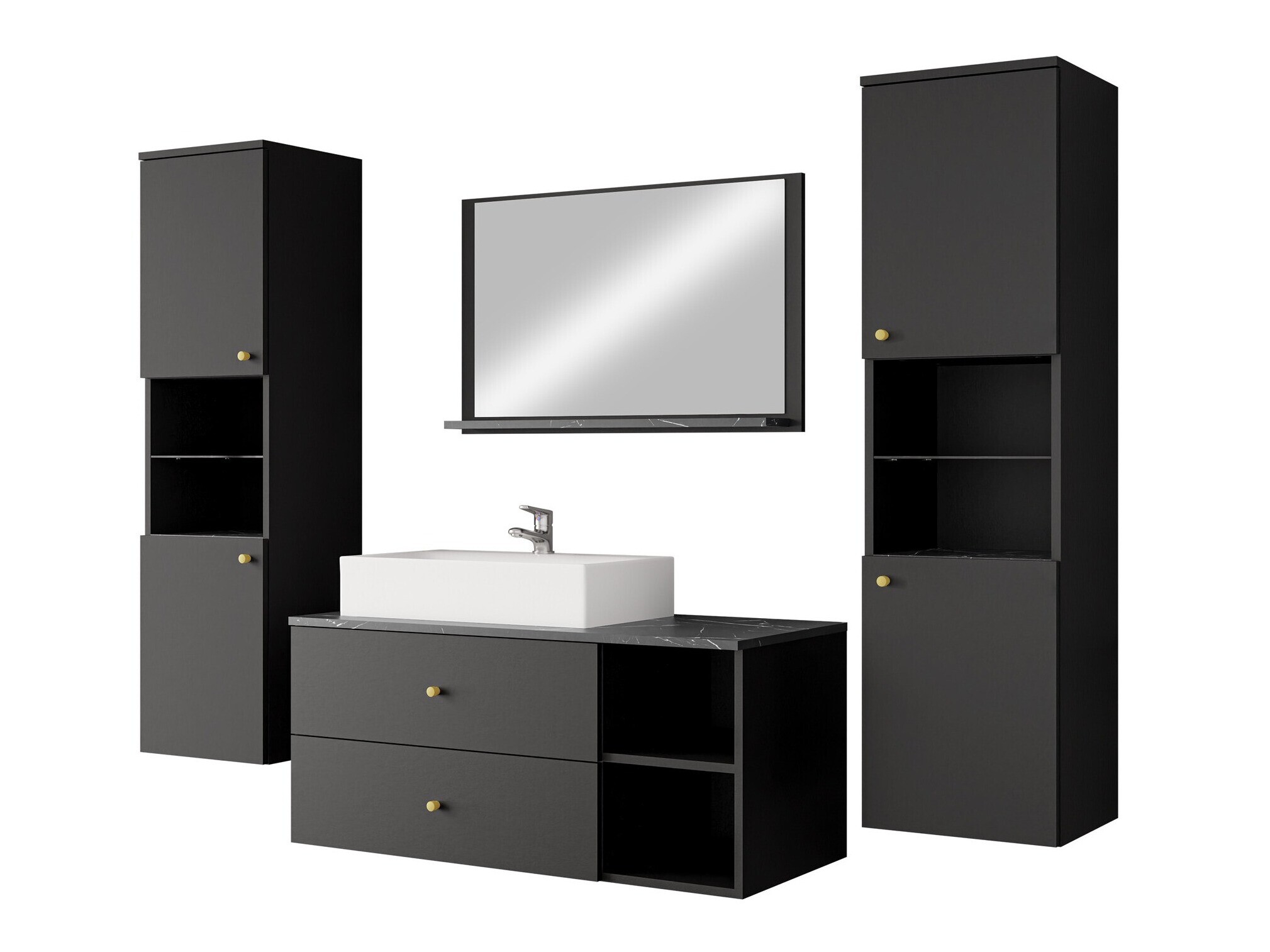 Set bagno Salus III (Nero + Marmo nero)