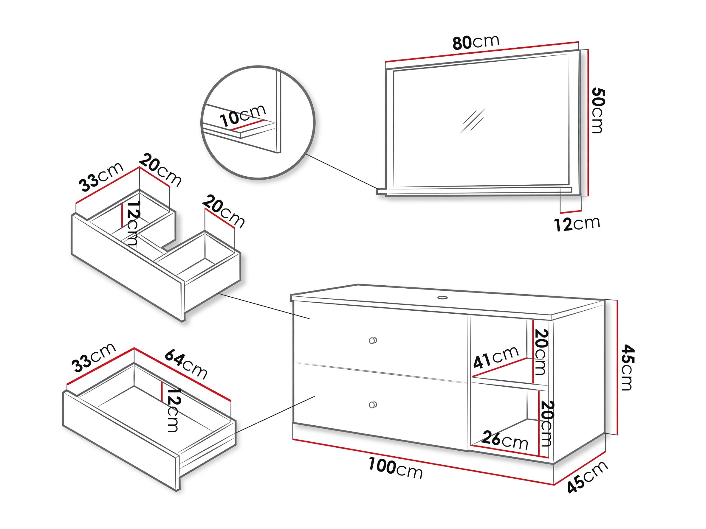 Set bagno Nauta (Noce + Marmo bianco)