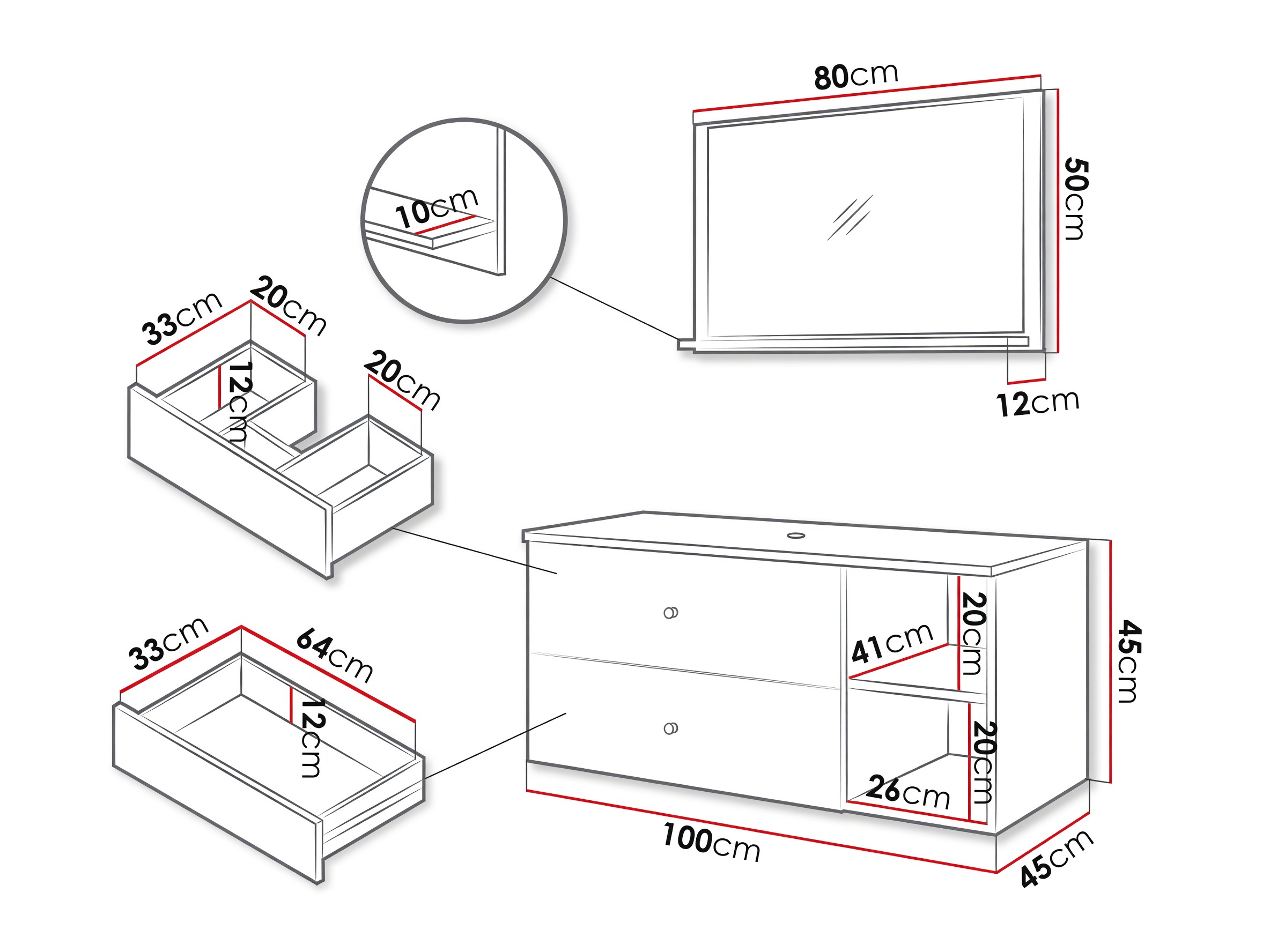 Set bagno Salus I (Bianco + Marmo bianco)