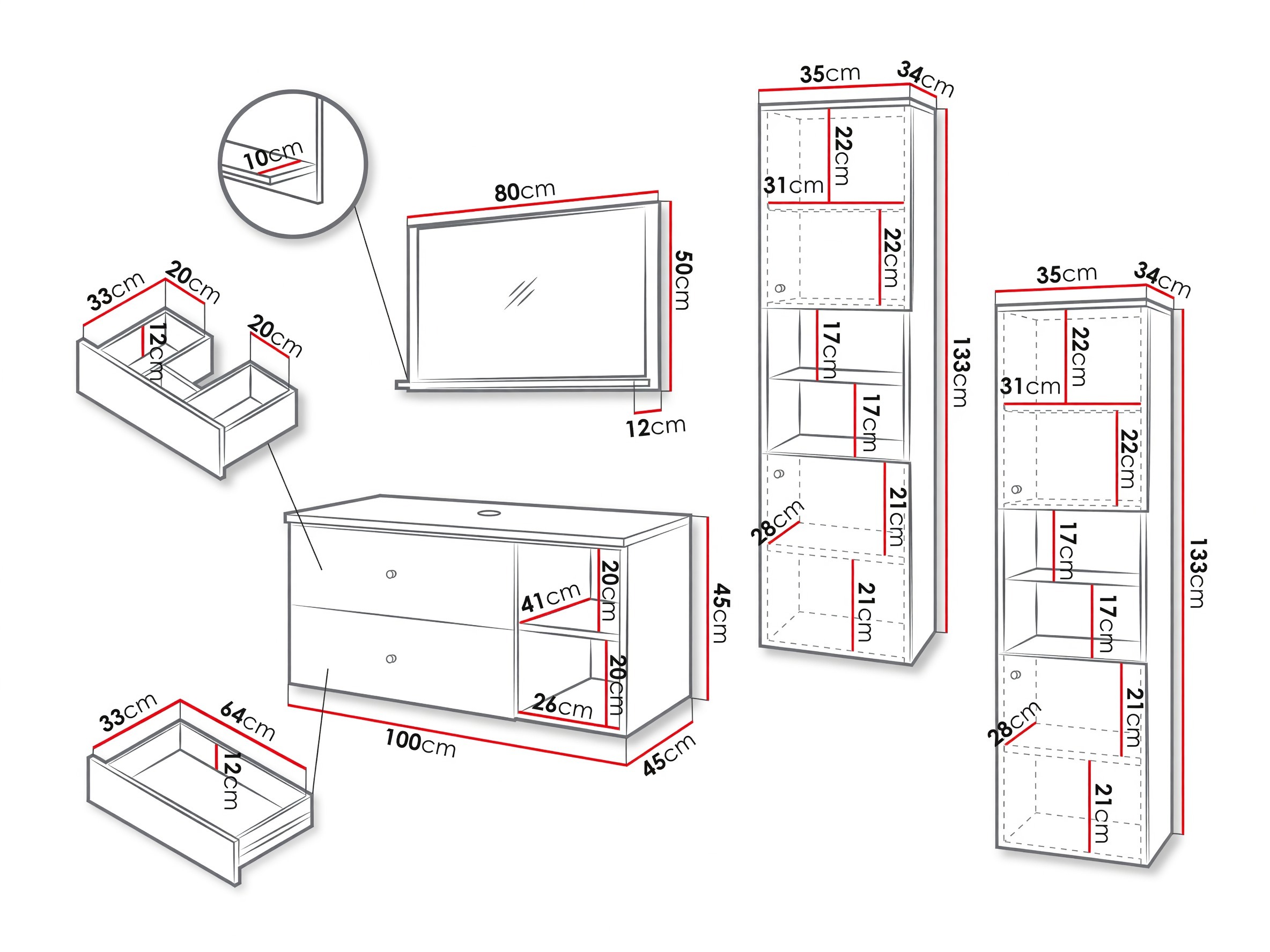 Set bagno Salus III (Cachemire + Rovere cremona)