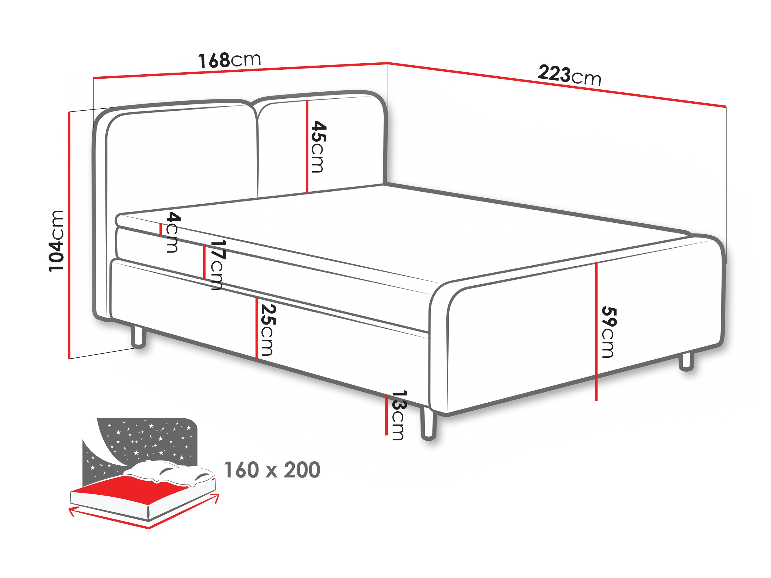 Letto continentale Margate 130 (Tilia 03)