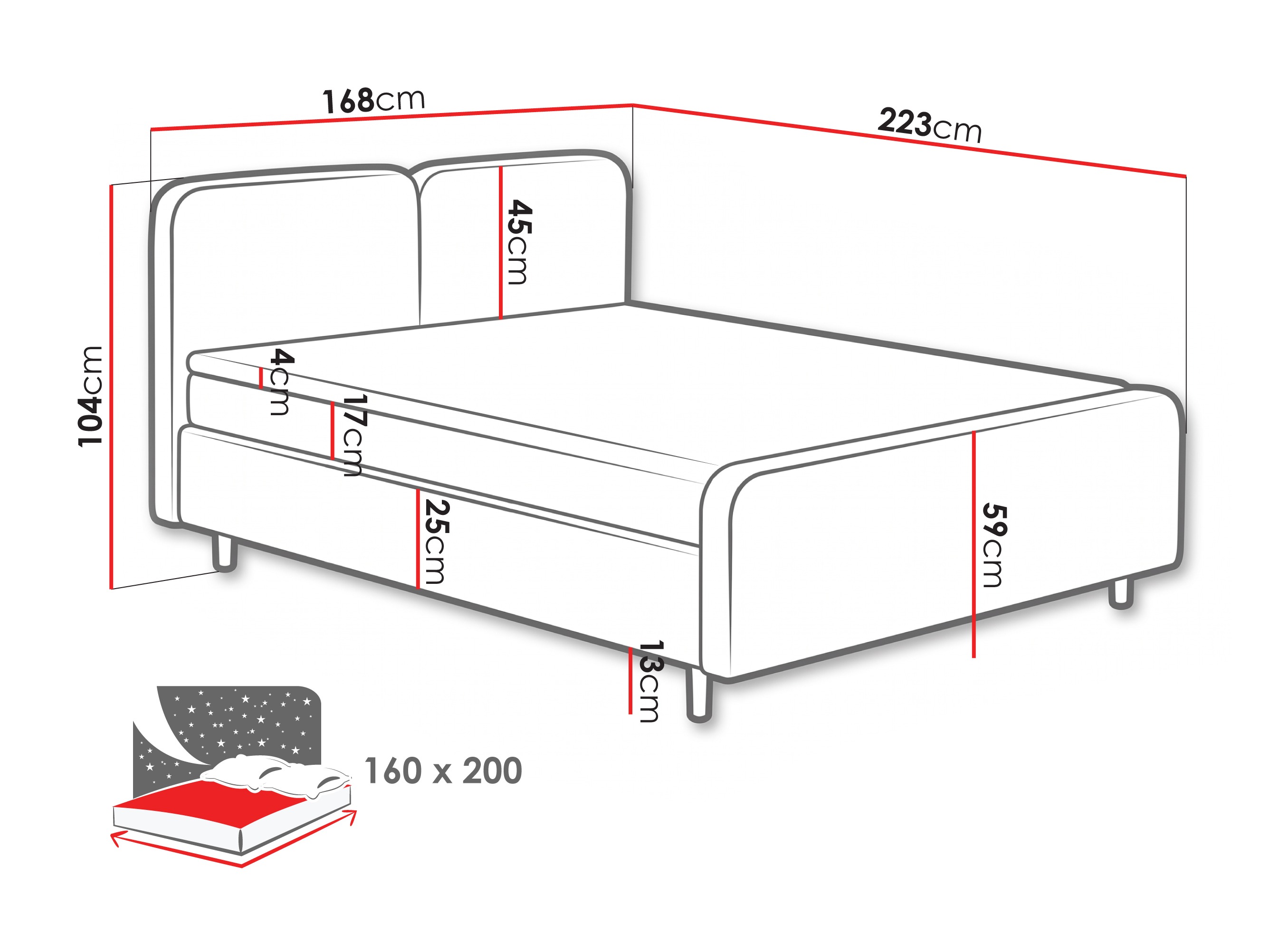 Letto continentale Margate 130 (Tilia 37)