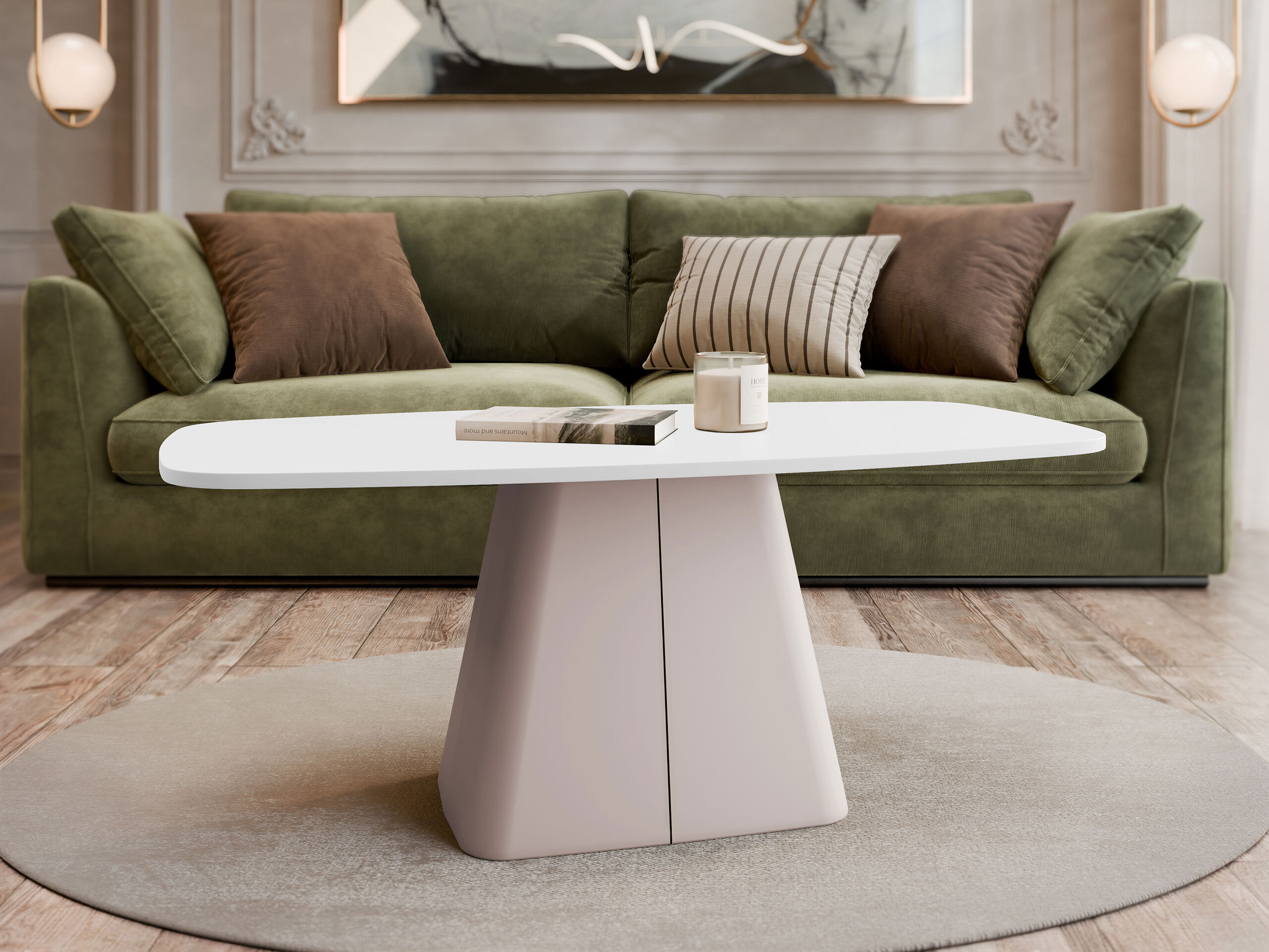 Tavolino da caffè Oswego 158 (Bianco + Cachemire)