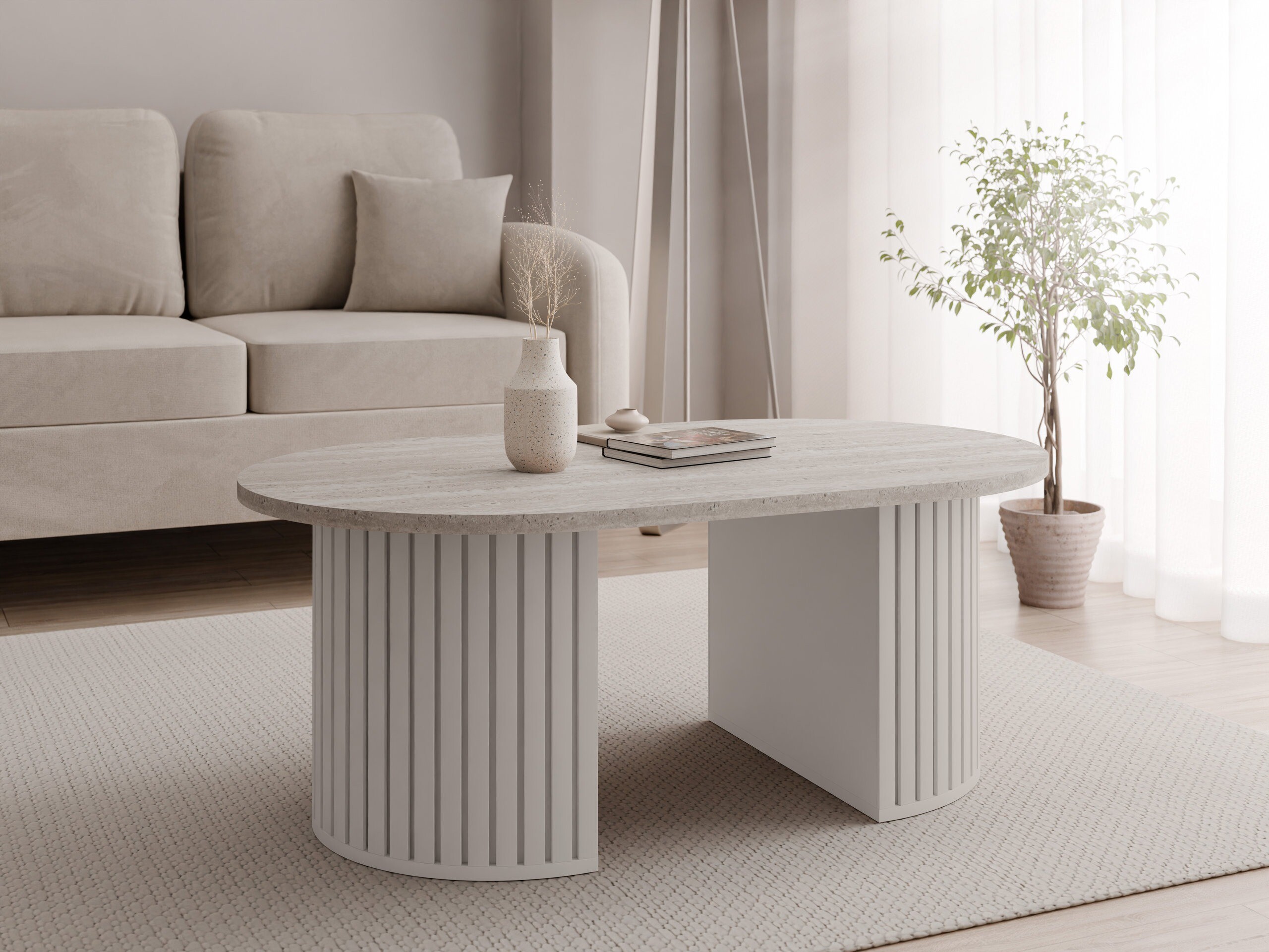 Tavolino da caffè Comfivo Ulma (Travertino chiaro + Beige)