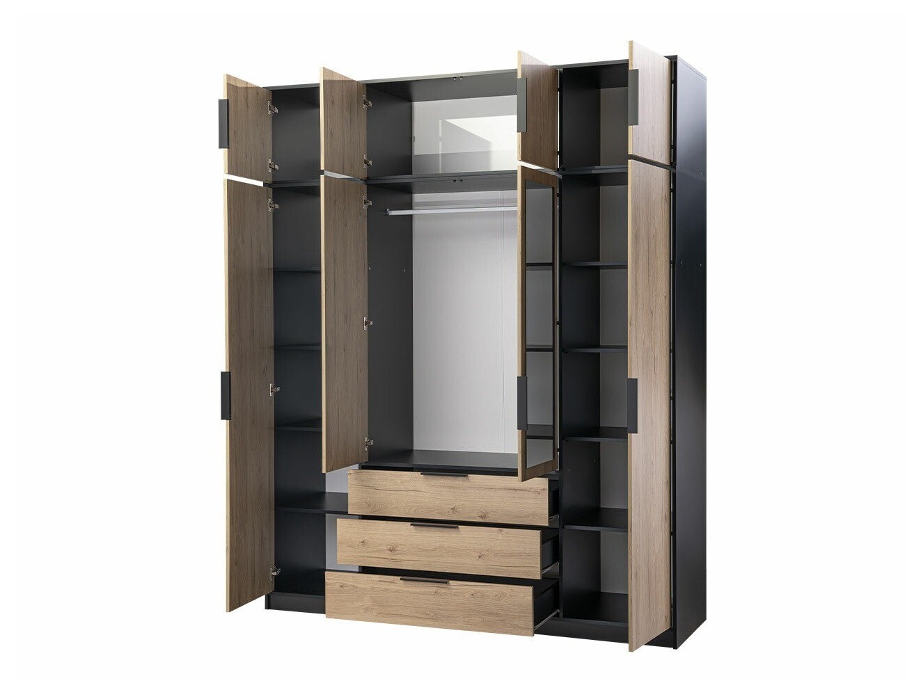 Armadio Ophdome 114 (Rovere moro + Nero)