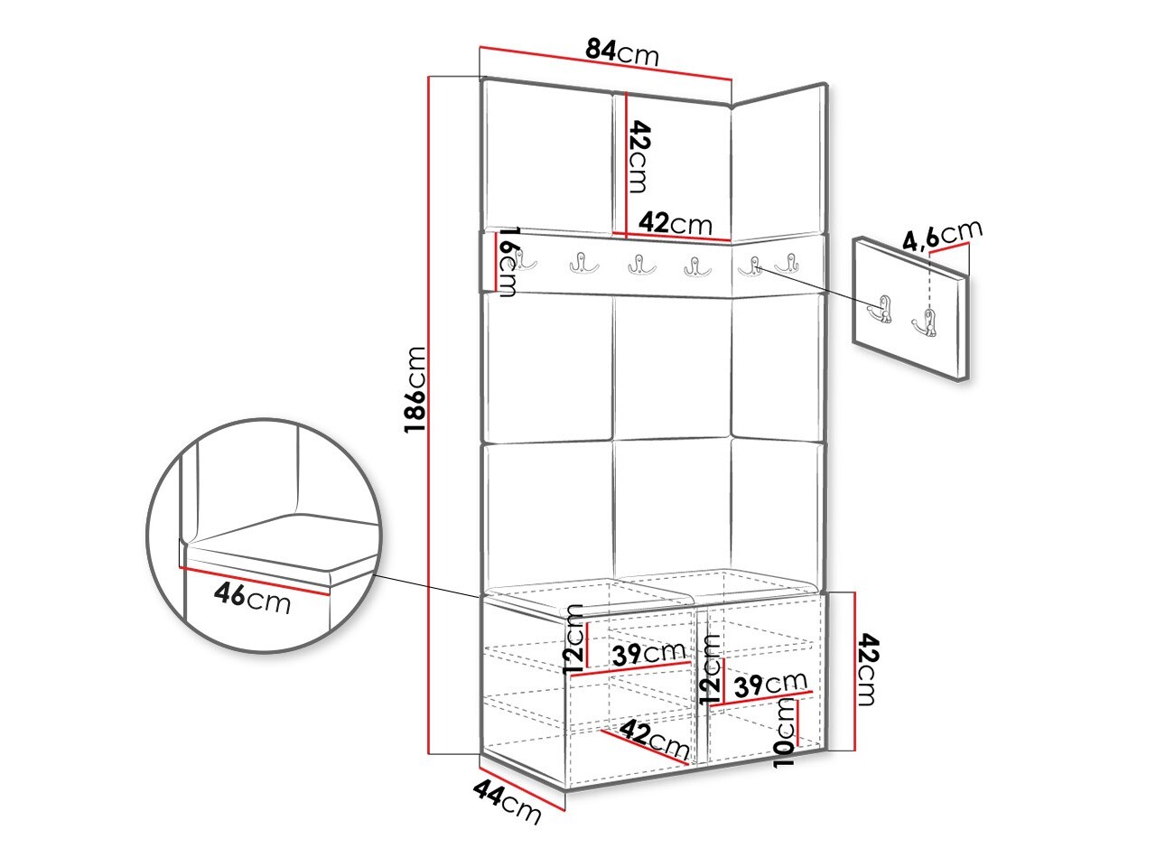 Set arredo da corridoio Pinis I (Eco-pelle Soft 011)