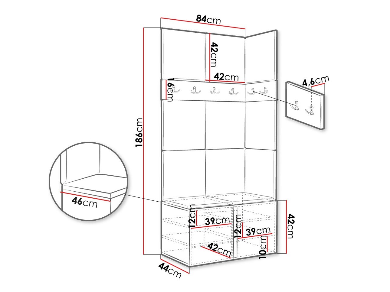 Set arredo da corridoio Pinis I (Eco-pelle Soft 017)