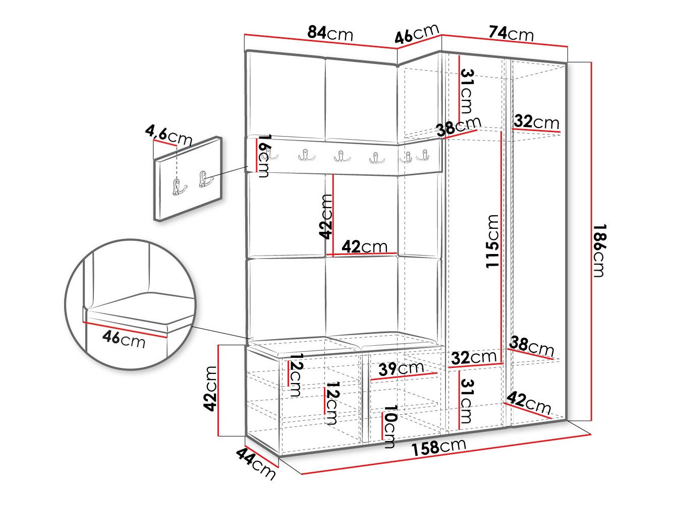 Set arredo da corridoio Pinis III (Polo 877)
