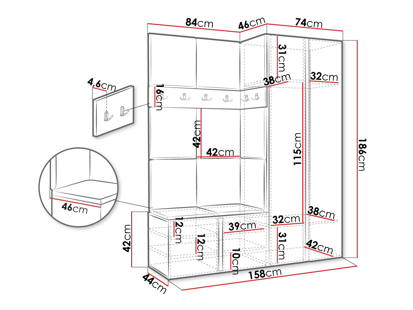 Set arredo da corridoio Pinis III (Polo 889)