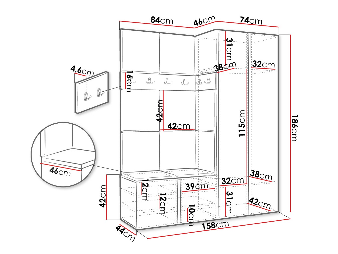 Set arredo da corridoio Pinis III (Polo 891)
