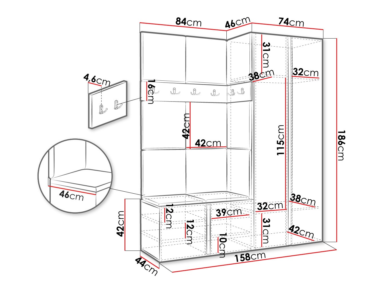 Set arredo da corridoio Pinis III (Polo 894)