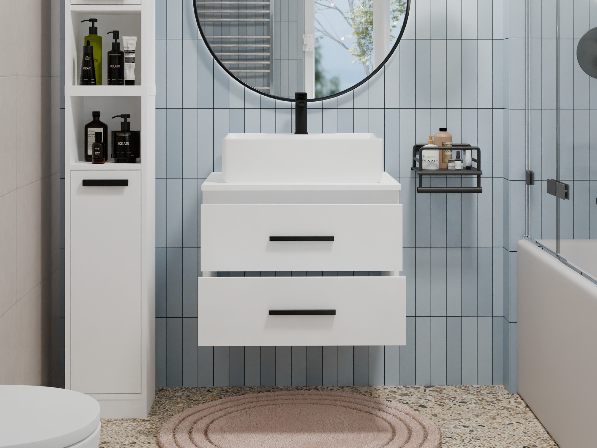 Comodino da bagno per lavandino Nolmaru 112 (Bianco)