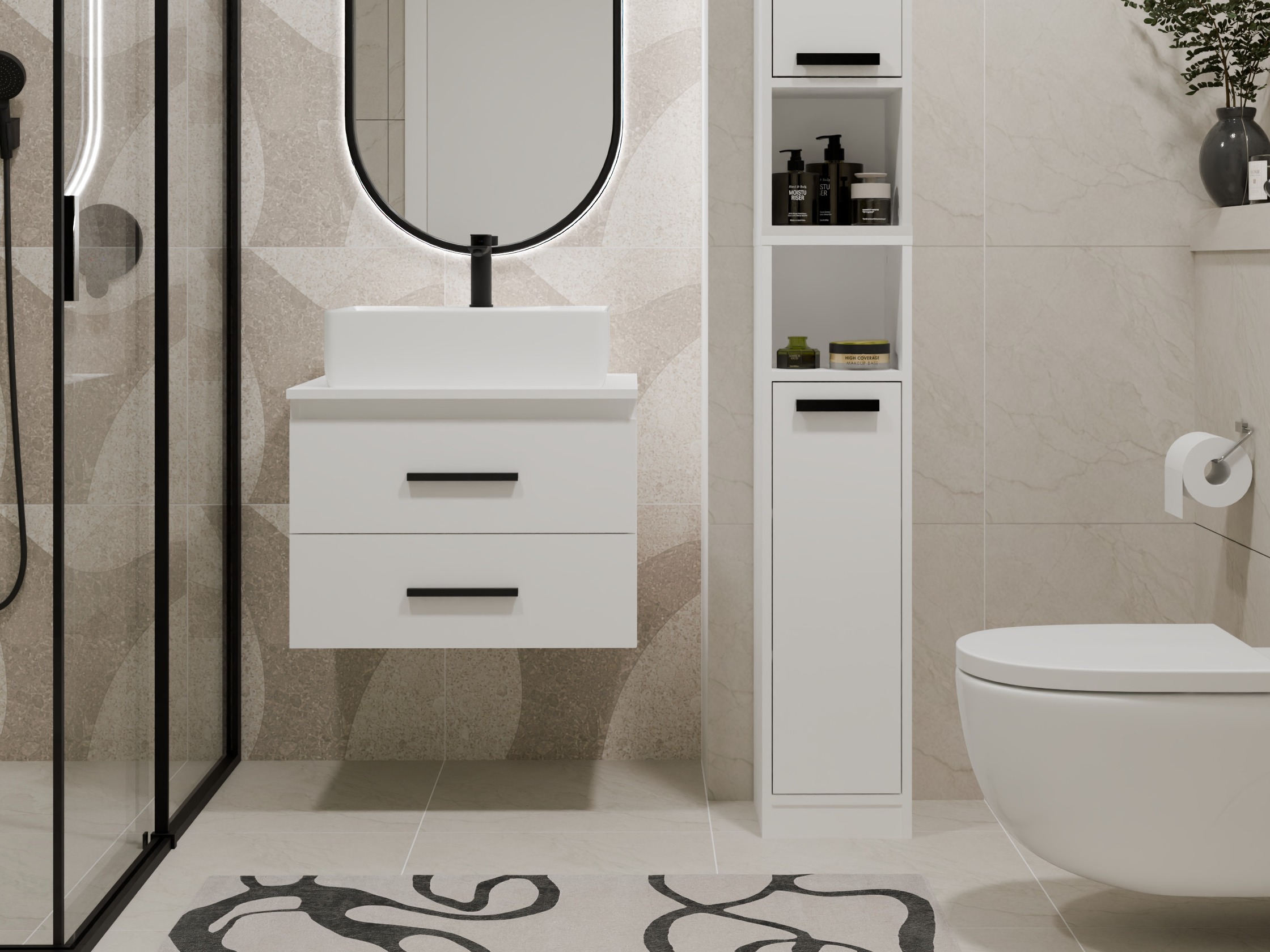 Comodino da bagno per lavandino Nolmaru 112 (Bianco)
